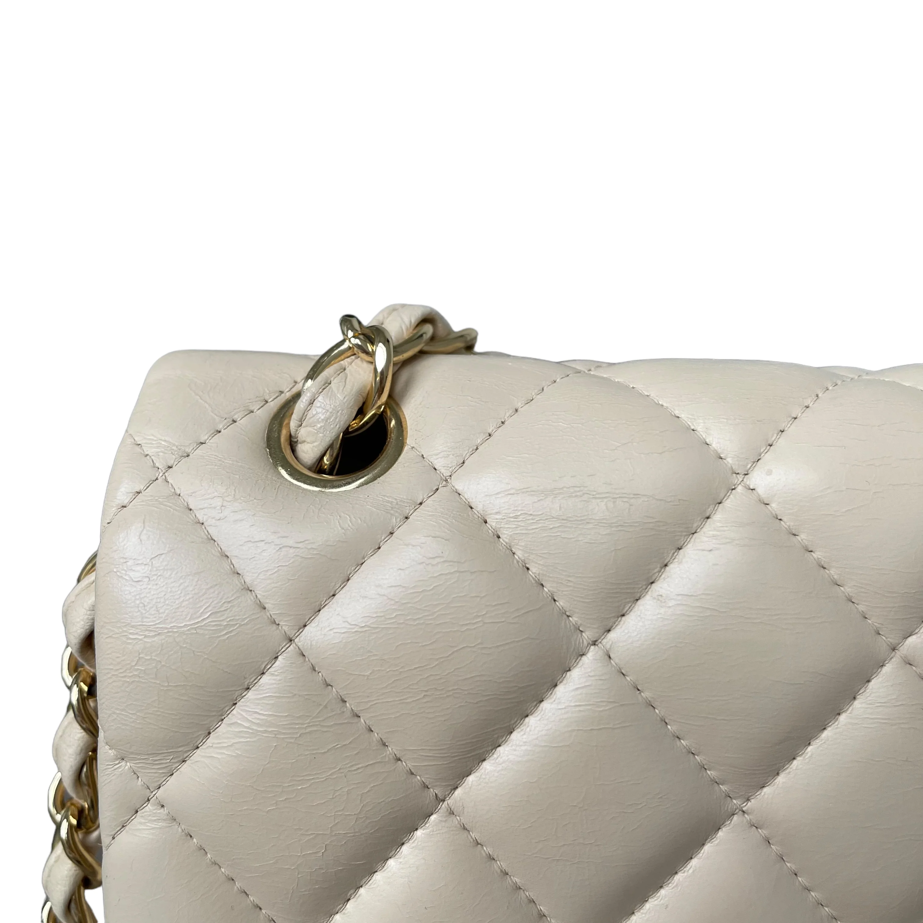 Chanel Double Flap Jumbo Beige Lambskin GHW - Image 3