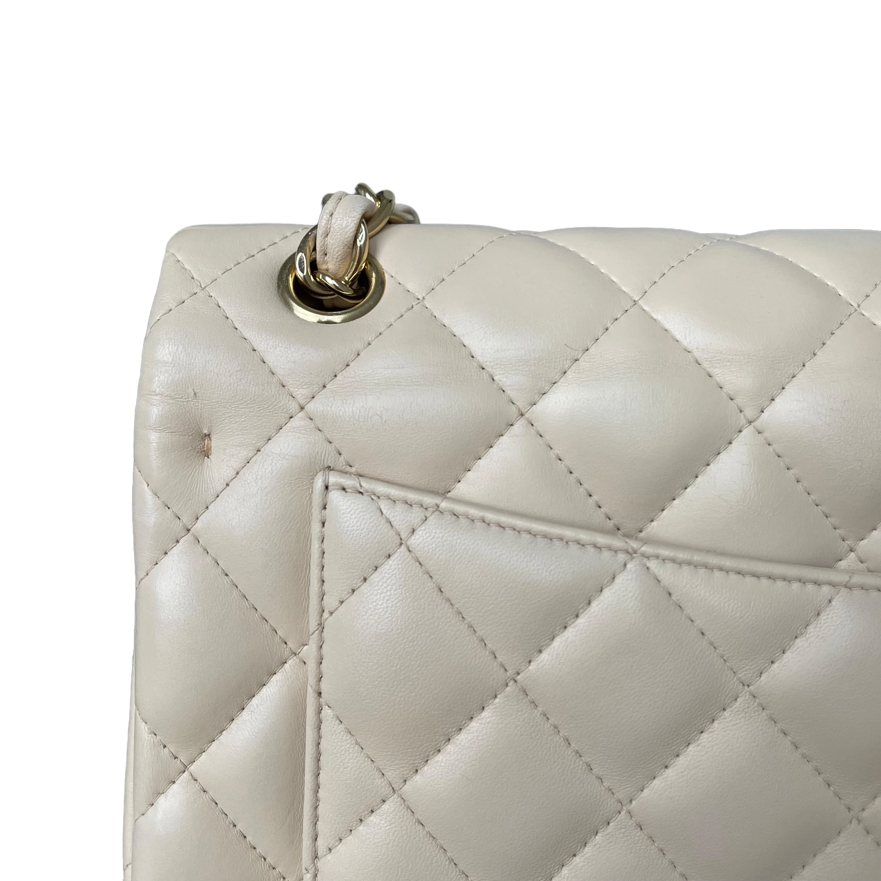 Chanel Double Flap Jumbo Beige Lambskin GHW - Image 4
