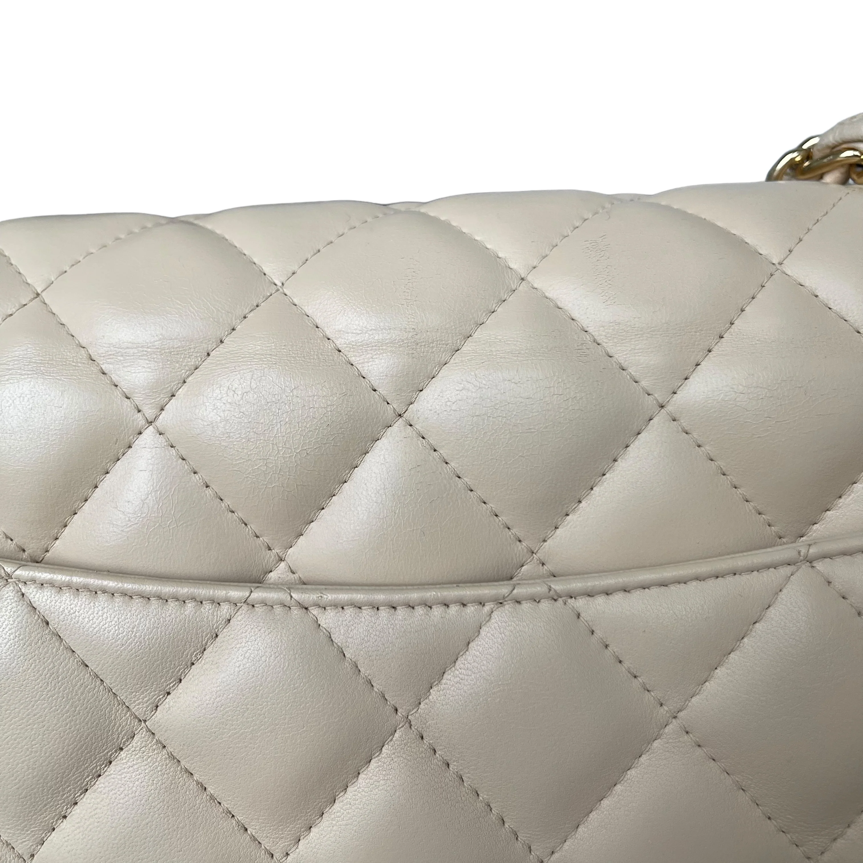 Chanel Double Flap Jumbo Beige Lambskin GHW - Image 8