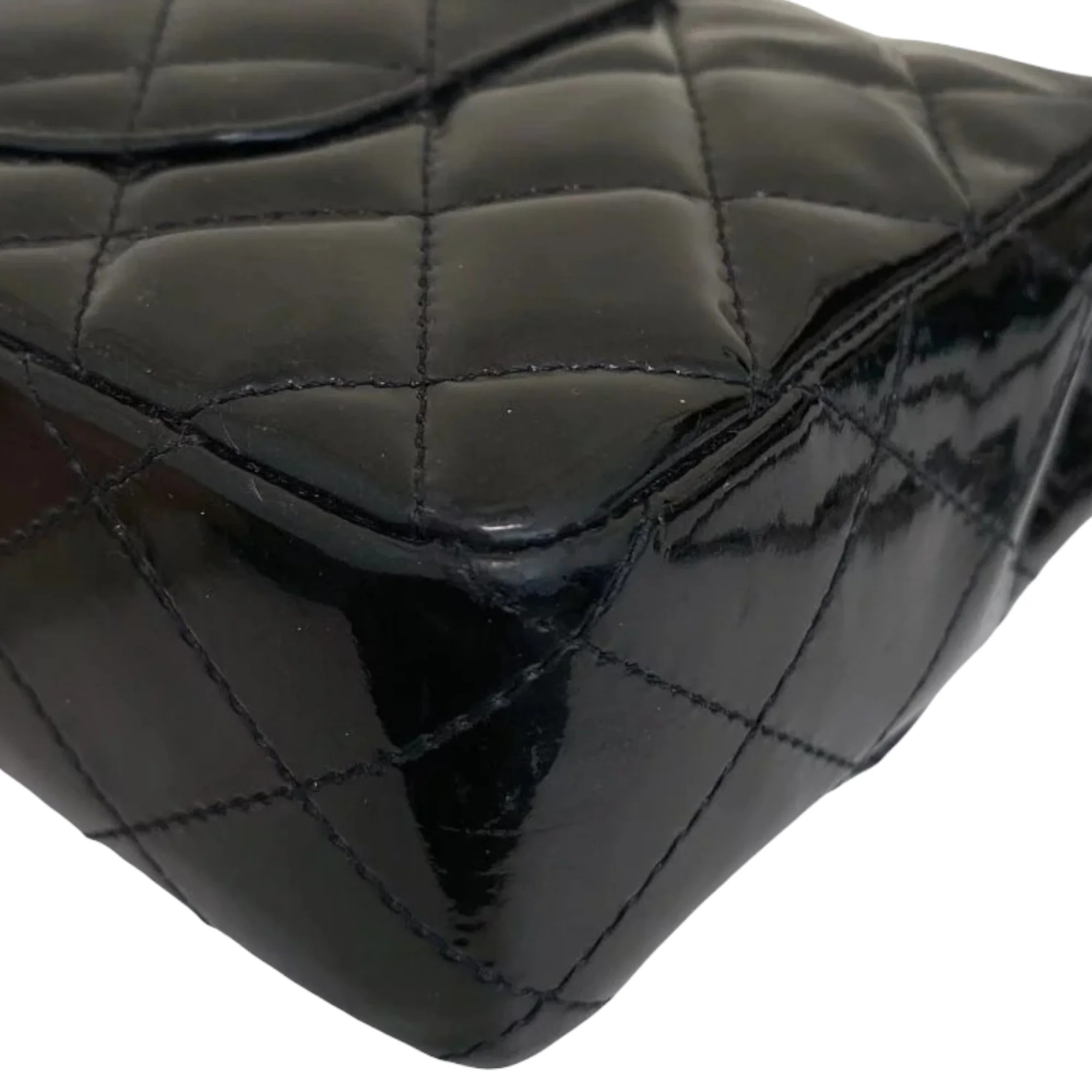 East West Flap Bag Patent Black SHW - Image 5