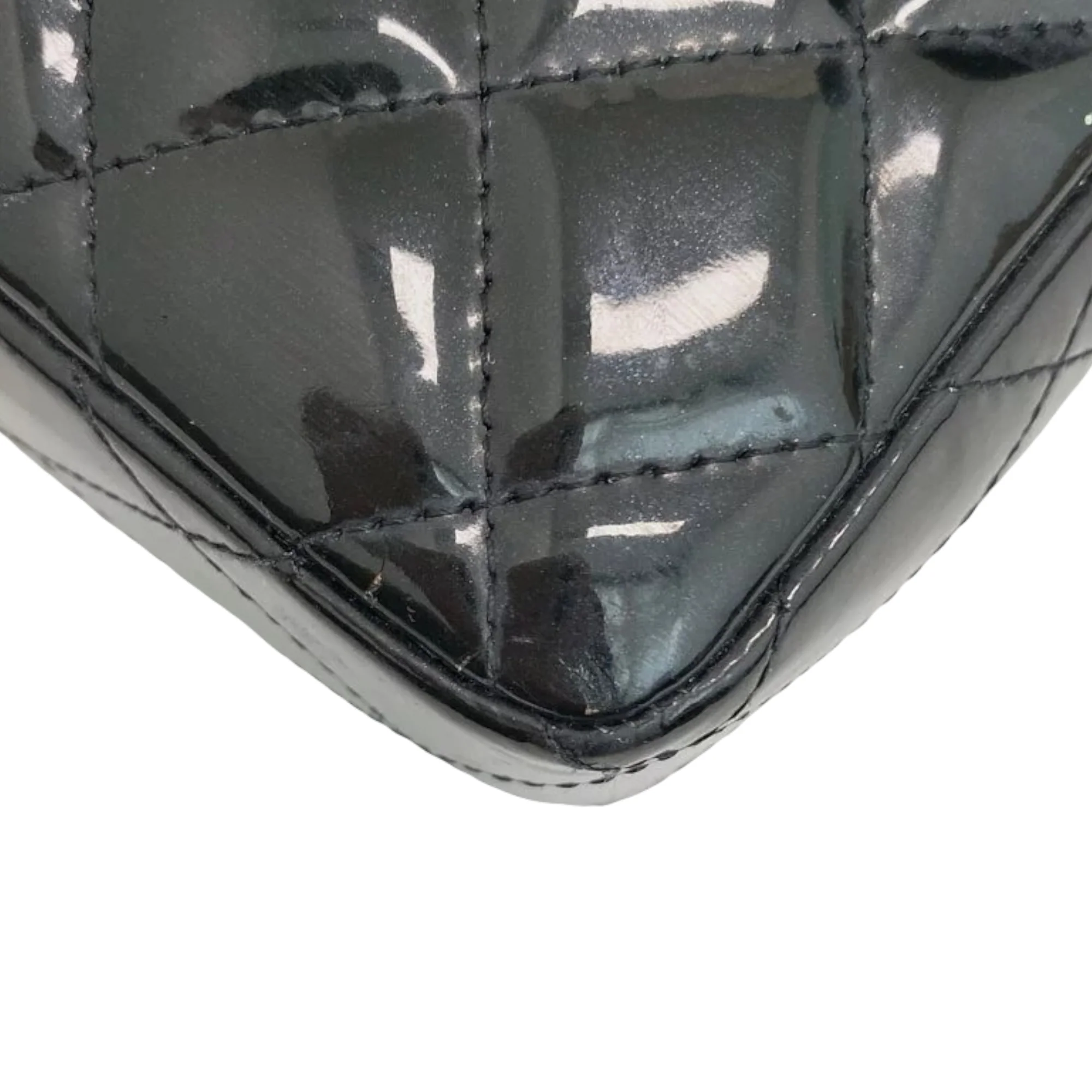 East West Flap Bag Patent Black SHW - Image 9