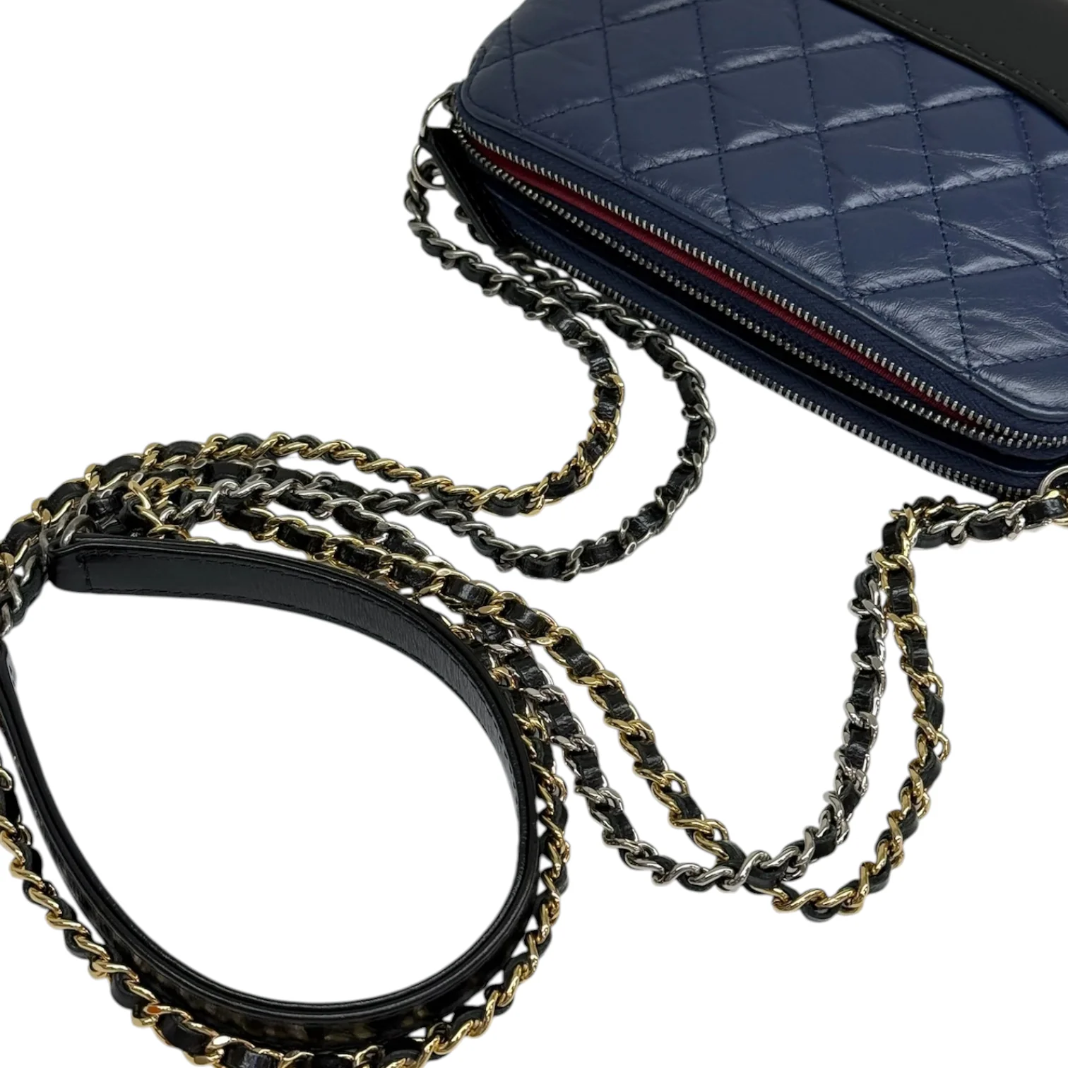 Gabrielle Clutch With Chain Small Calfskin Navy Black MHW - Image 10