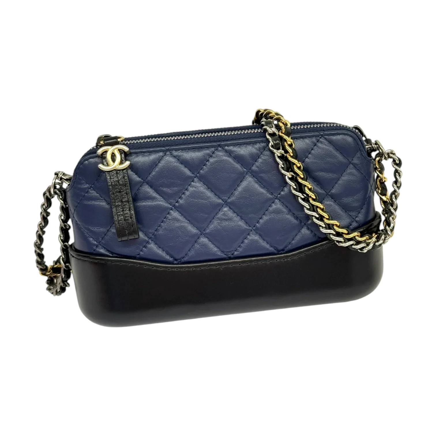 Gabrielle Clutch With Chain Small Calfskin Navy Black MHW - Image 2