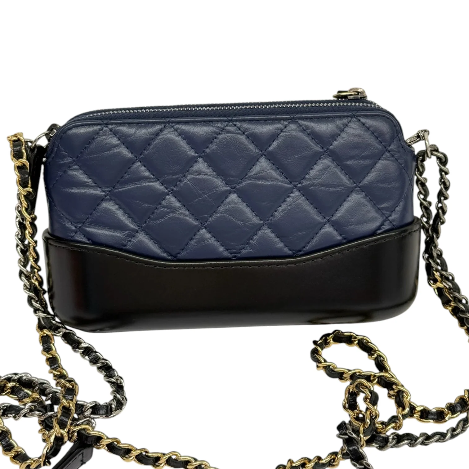Gabrielle Clutch With Chain Small Calfskin Navy Black MHW - Image 3