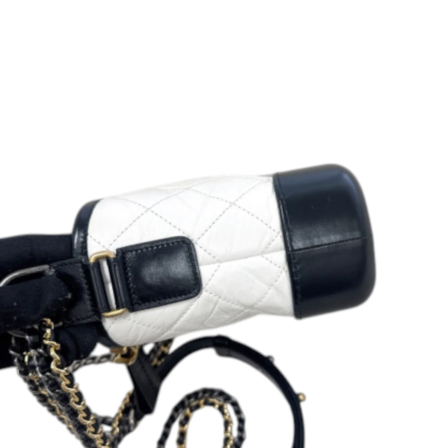 Gabrielle Hobo Small Calfskin Quilted Black White MHW - Image 5