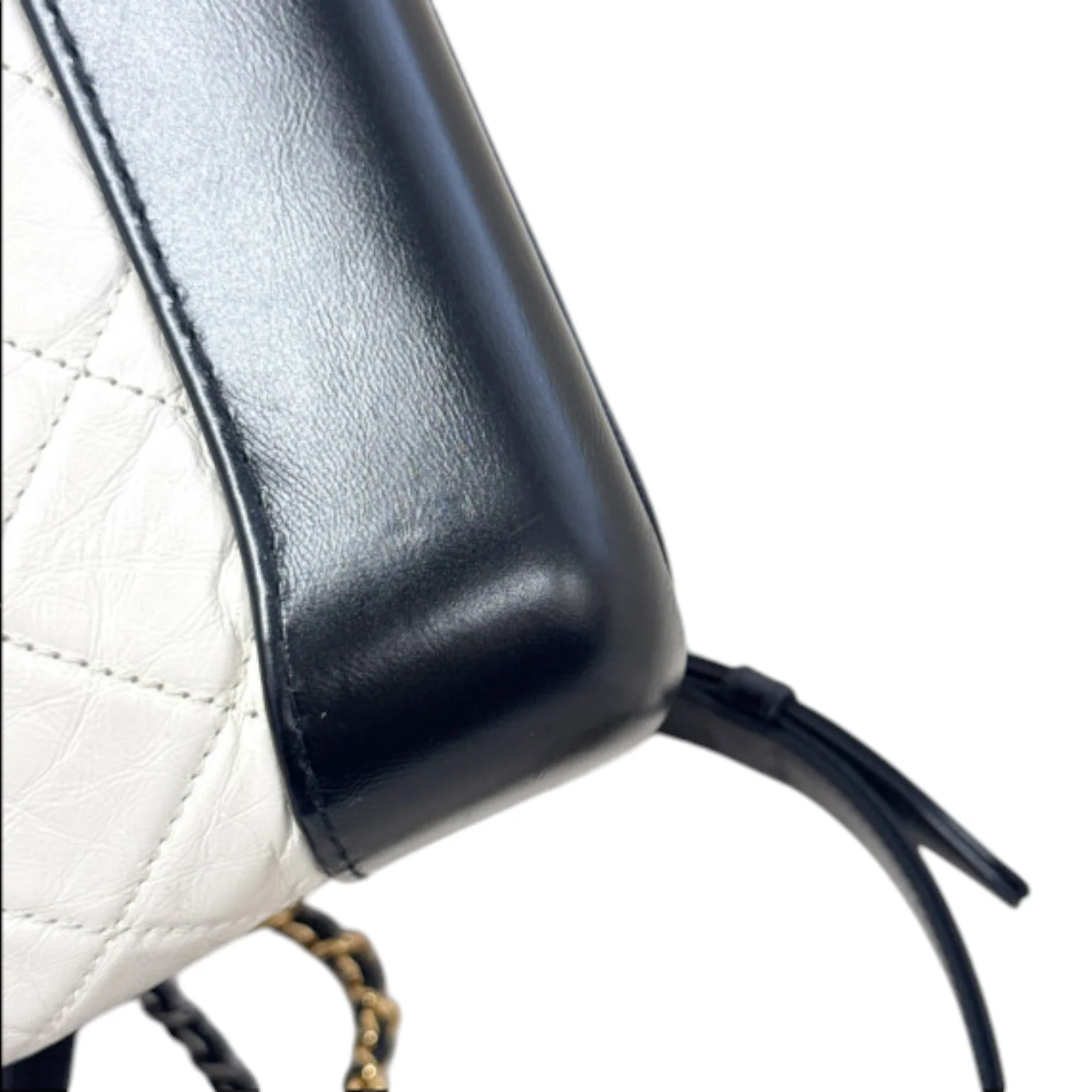 Gabrielle Hobo Small Calfskin Quilted Black White MHW - Image 8