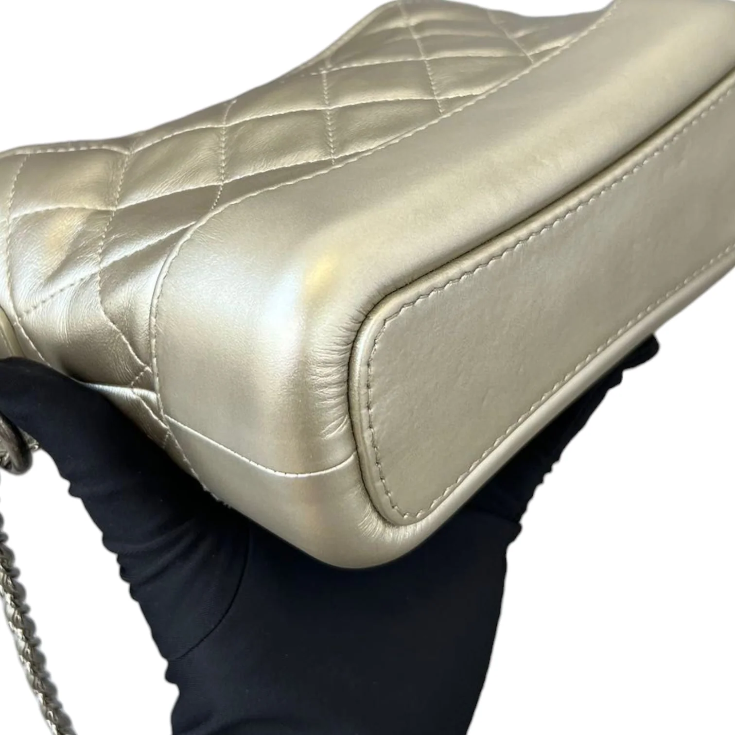 Gabrielle Hobo Small Metallic Pale Calfskin Gold MHW - Image 10