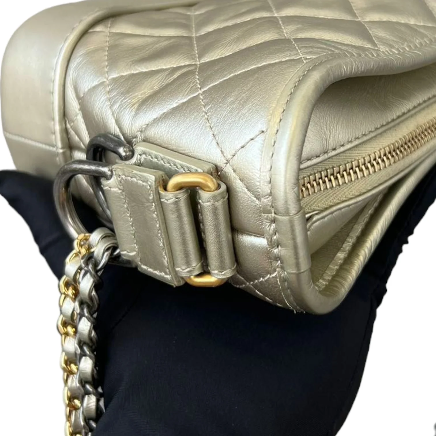 Gabrielle Hobo Small Metallic Pale Calfskin Gold MHW - Image 12