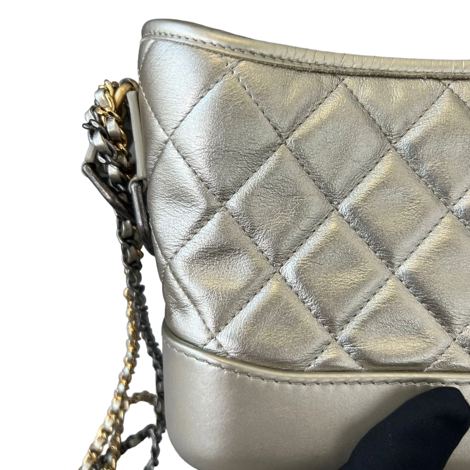 Gabrielle Hobo Small Metallic Pale Calfskin Gold MHW - Image 13
