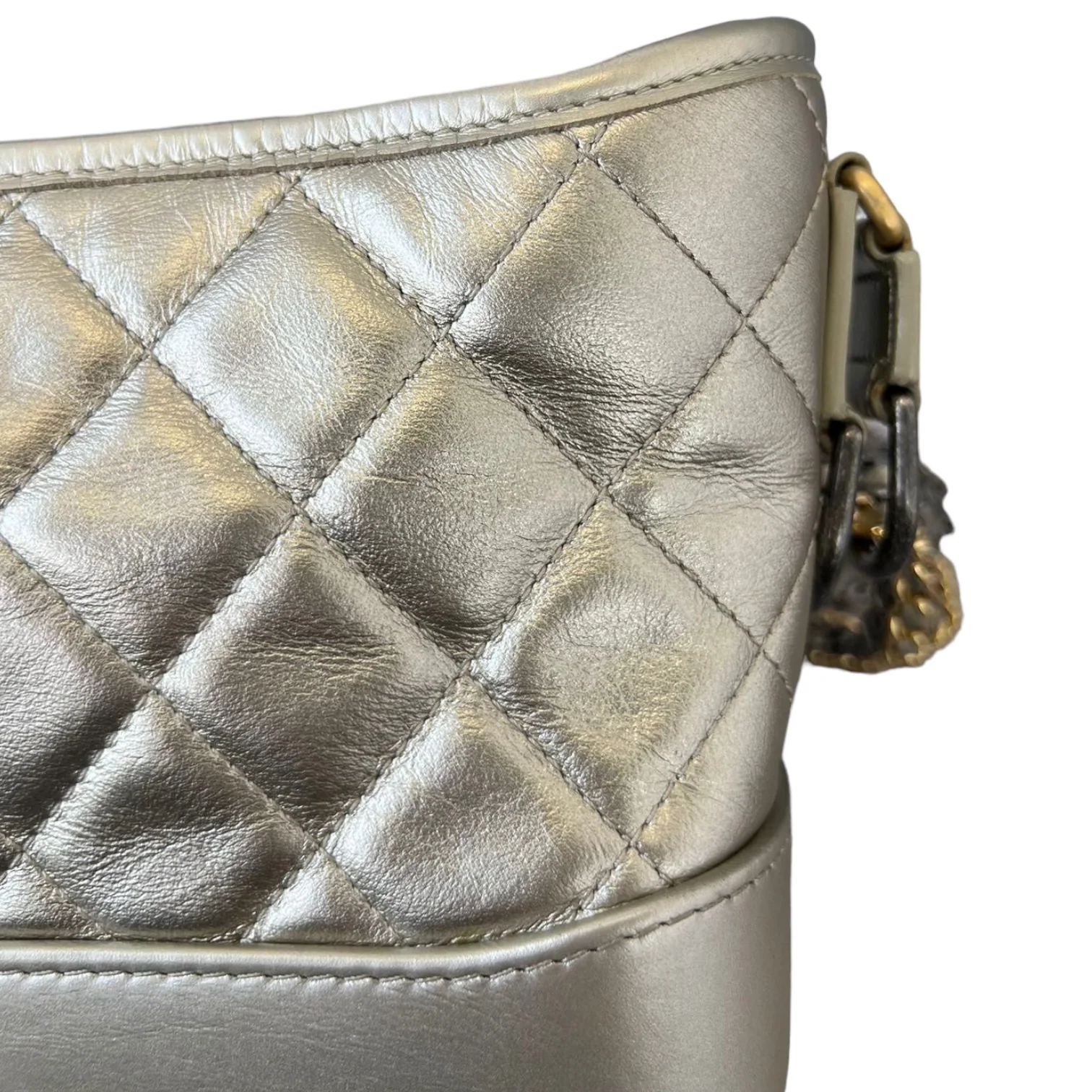 Gabrielle Hobo Small Metallic Pale Calfskin Gold MHW - Image 16