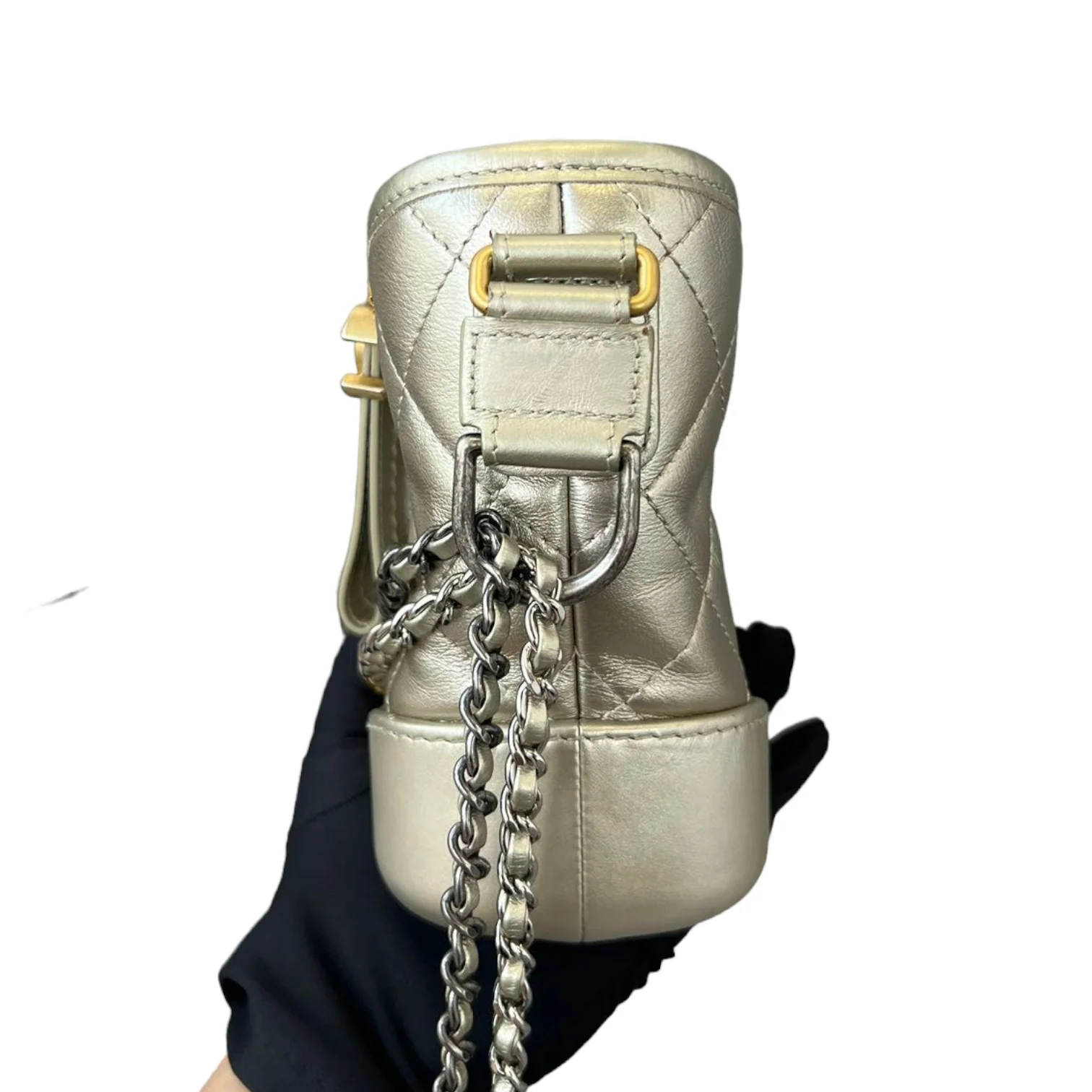 Gabrielle Hobo Small Metallic Pale Calfskin Gold MHW - Image 5