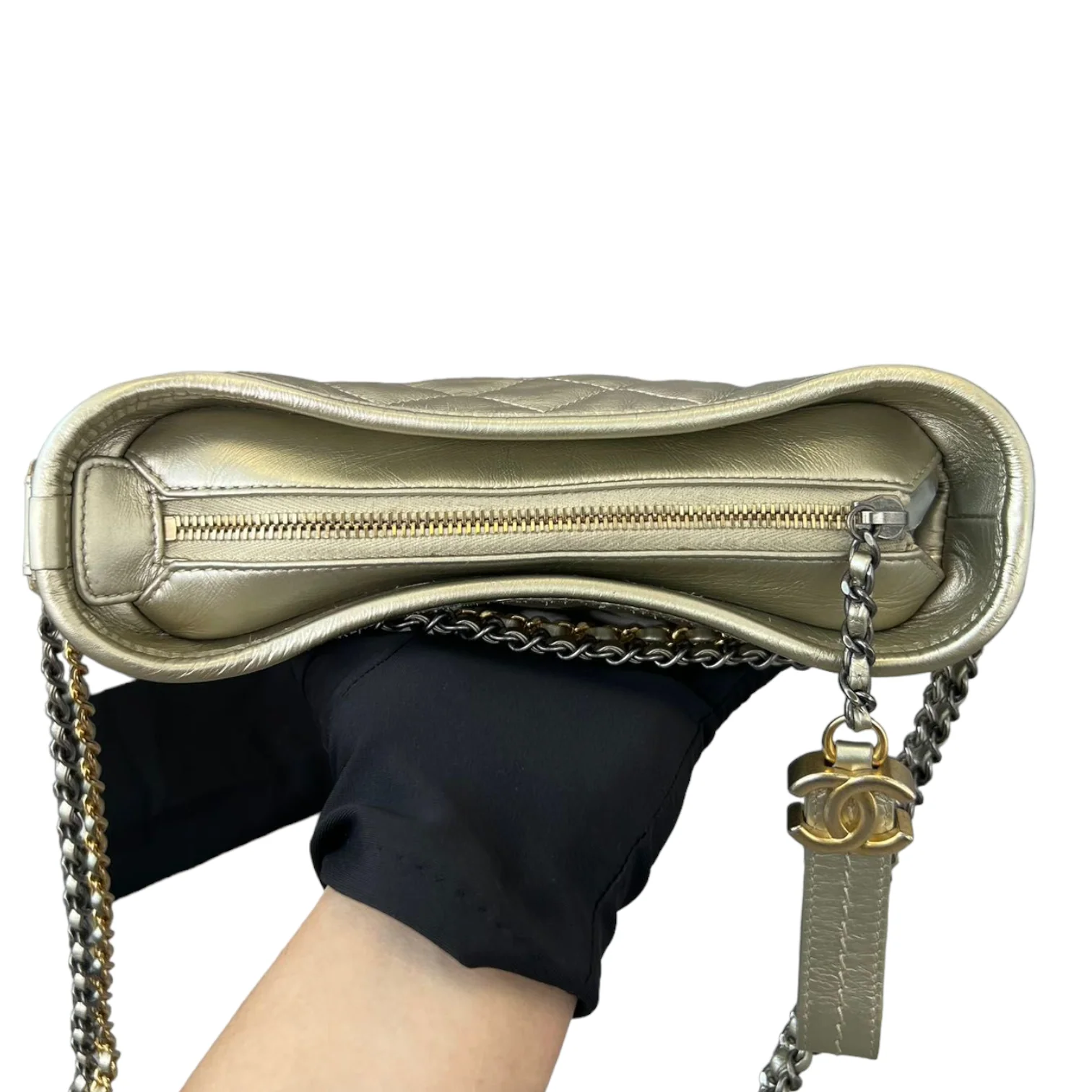 Gabrielle Hobo Small Metallic Pale Calfskin Gold MHW - Image 6