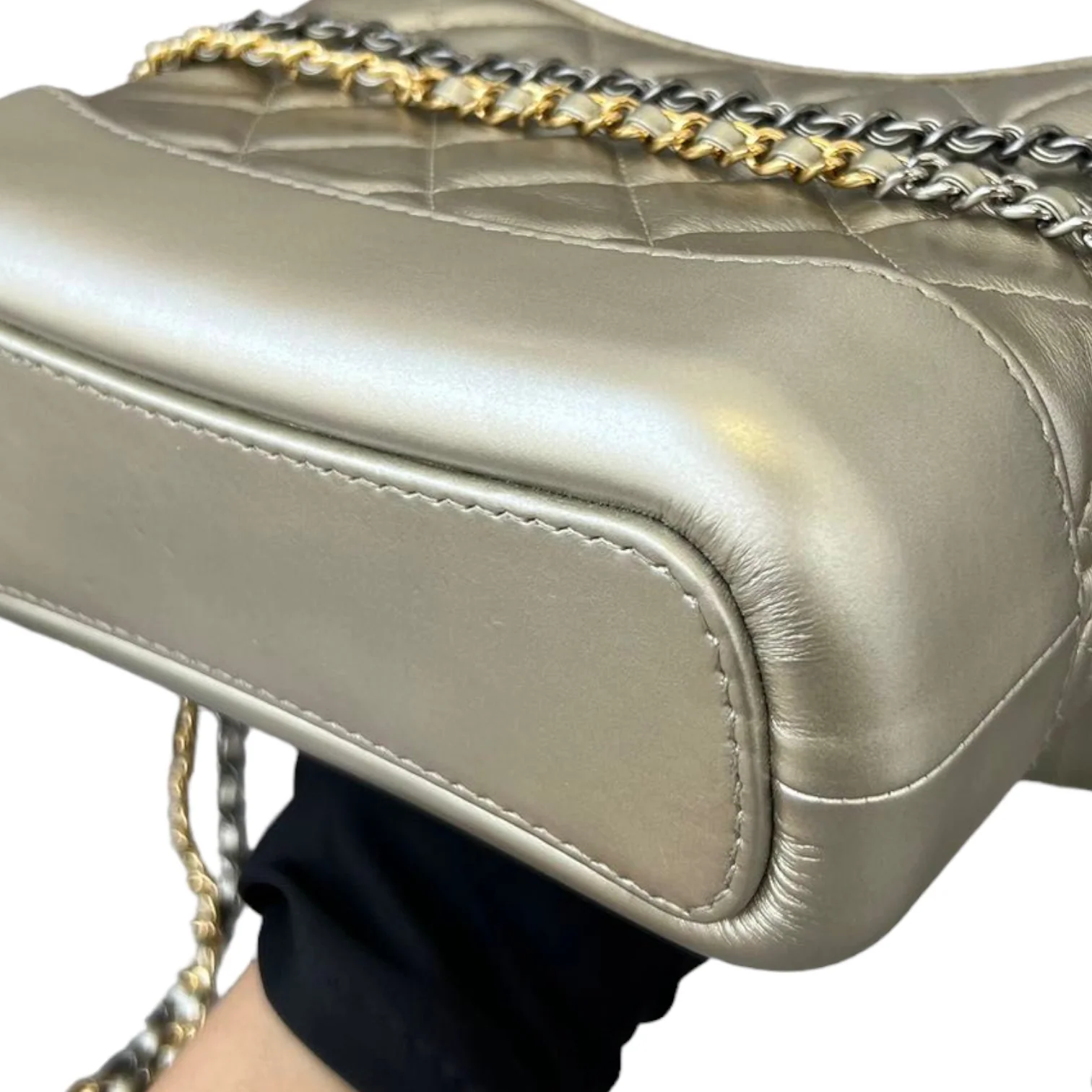 Gabrielle Hobo Small Metallic Pale Calfskin Gold MHW - Image 7