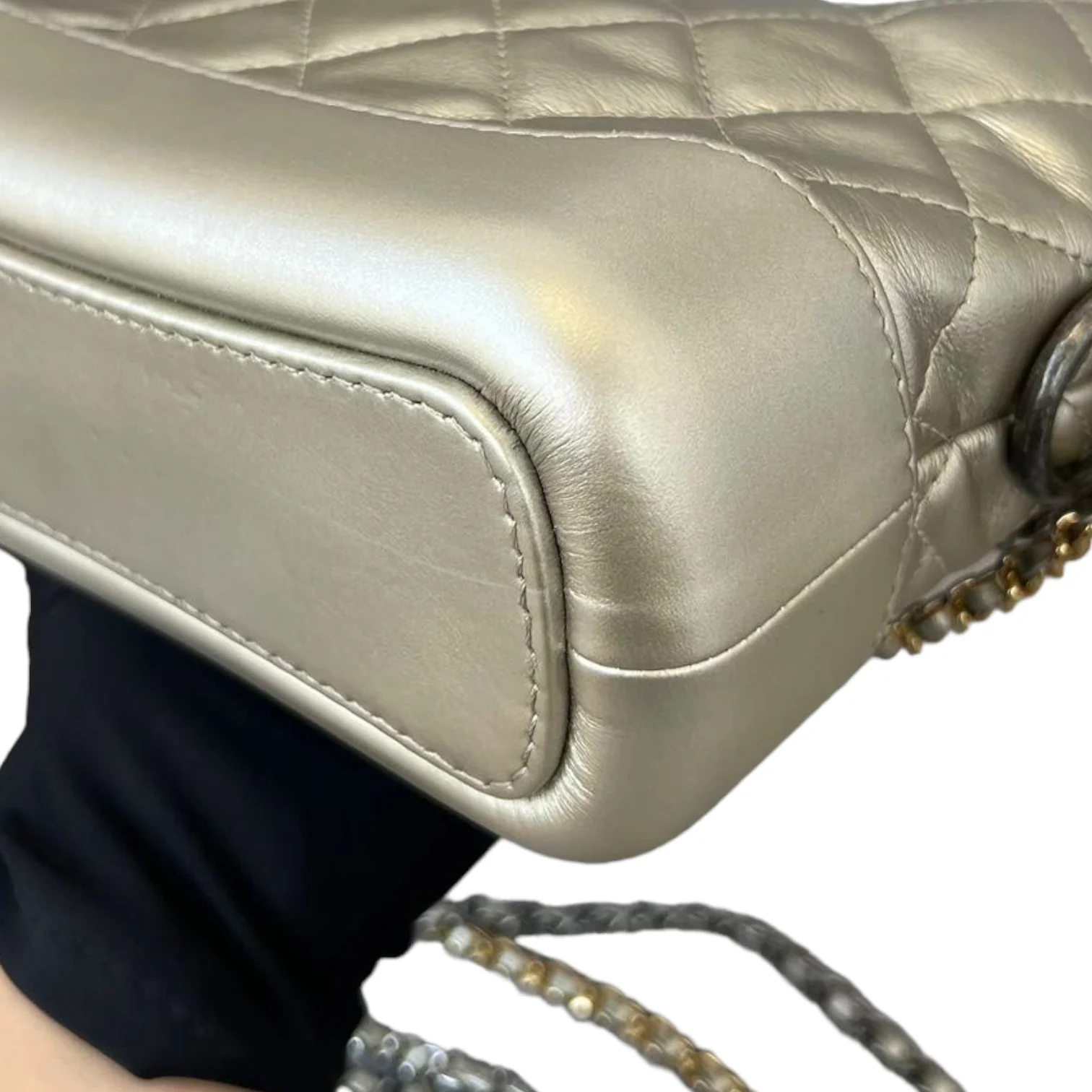 Gabrielle Hobo Small Metallic Pale Calfskin Gold MHW - Image 8