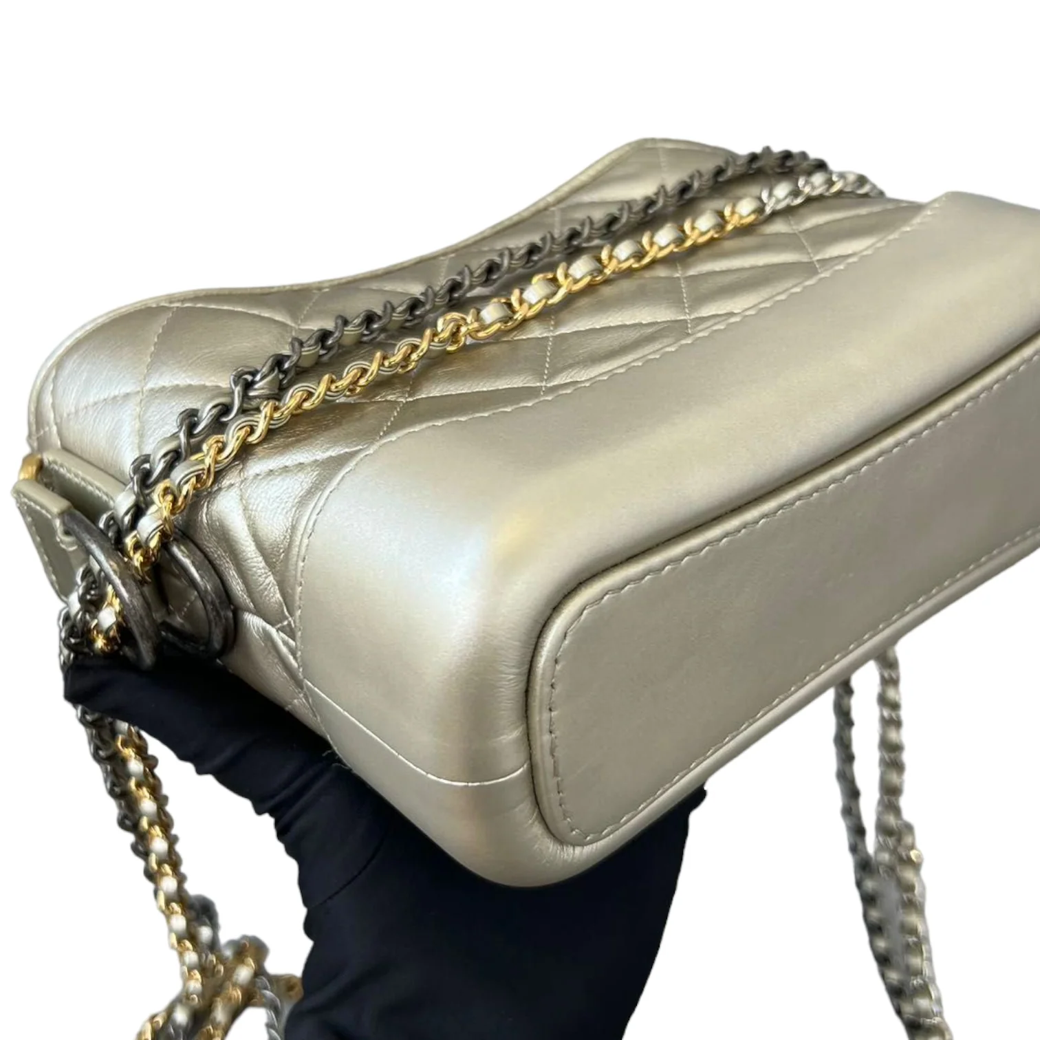 Gabrielle Hobo Small Metallic Pale Calfskin Gold MHW - Image 9