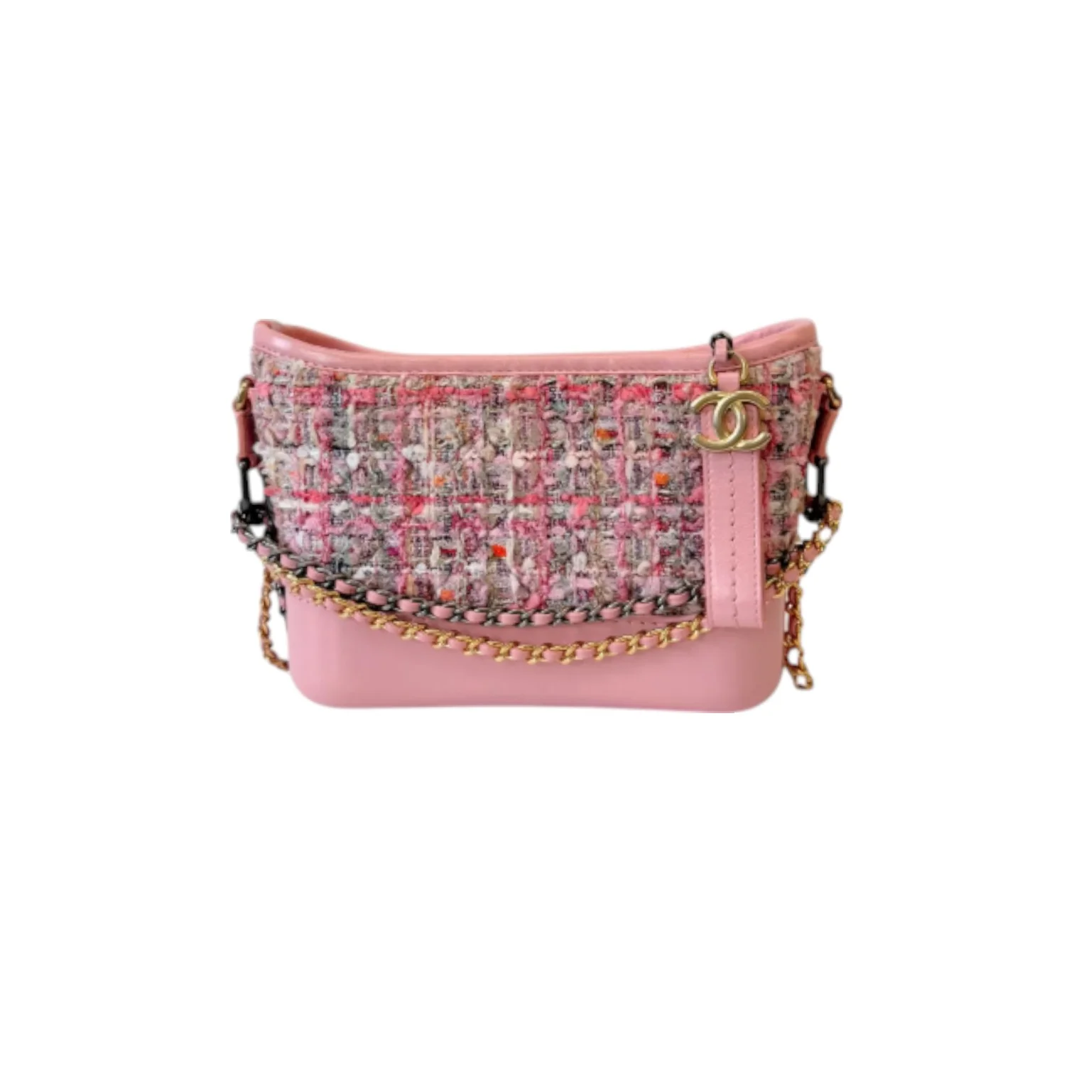 Gabrielle Hobo Small Tweed Calfskin Light Pink MHW
