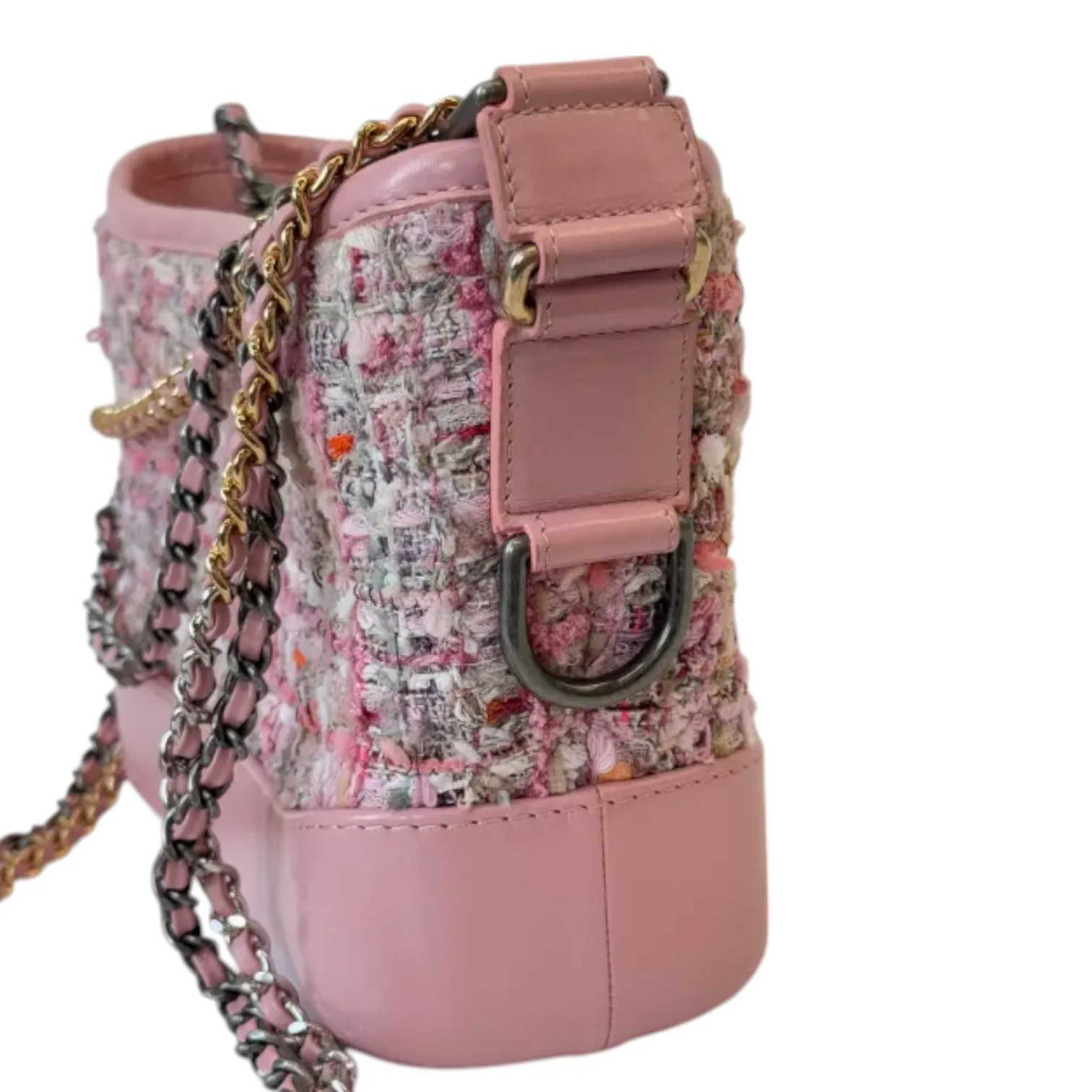 Gabrielle Hobo Small Tweed Calfskin Light Pink MHW - Image 6
