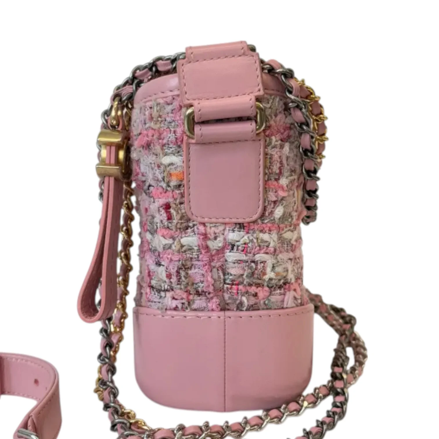 Gabrielle Hobo Small Tweed Calfskin Light Pink MHW - Image 7