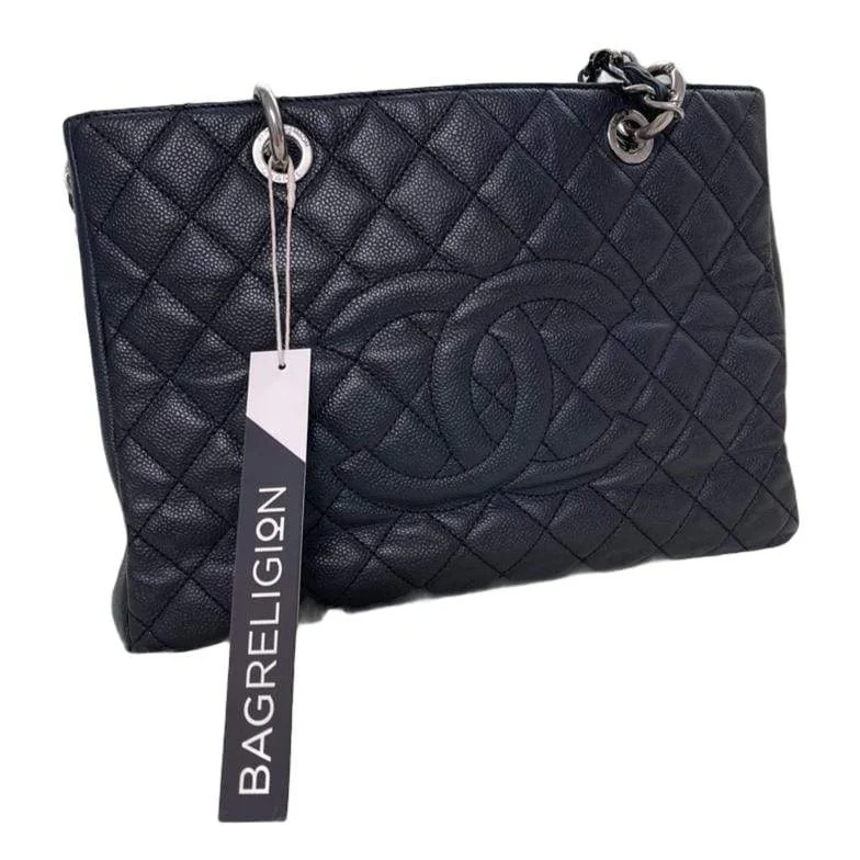 GST Caviar Tote Bag Black SHW - Image 3