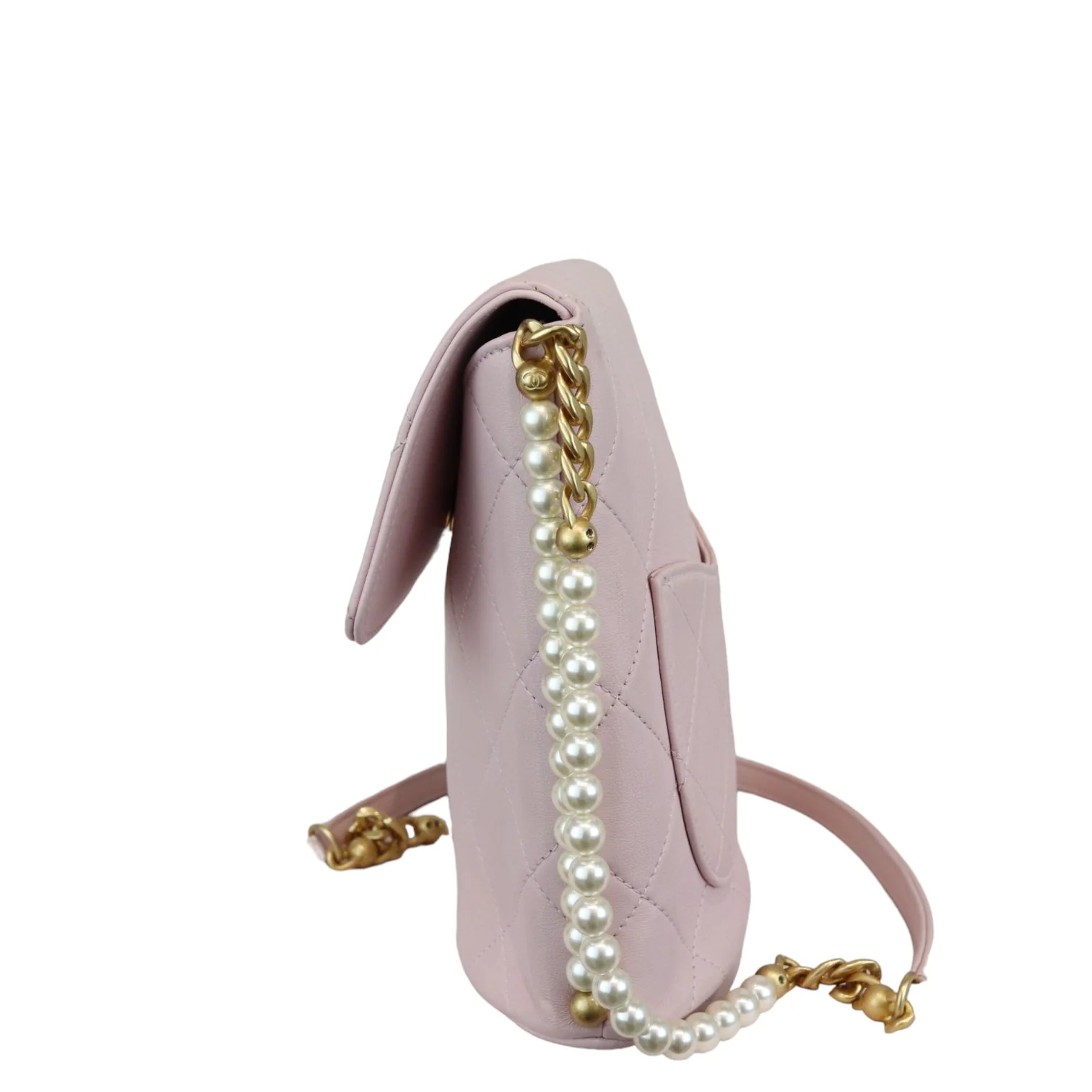 Hobo About Pearls Small Calfskin Quilted Light Pink GHW - Image 4