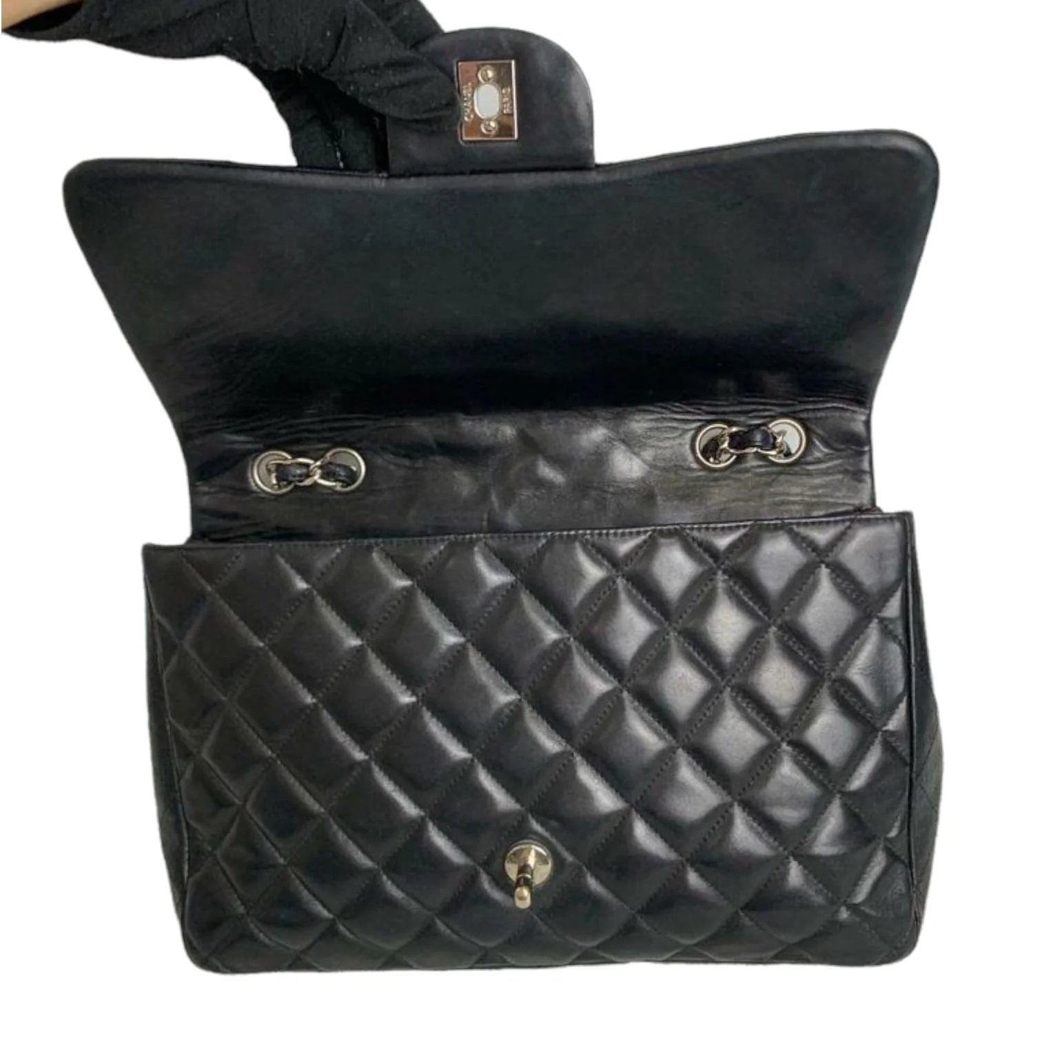 Jumbo Classic Single Flap Quilted Lambskin Black SHW - Image 8