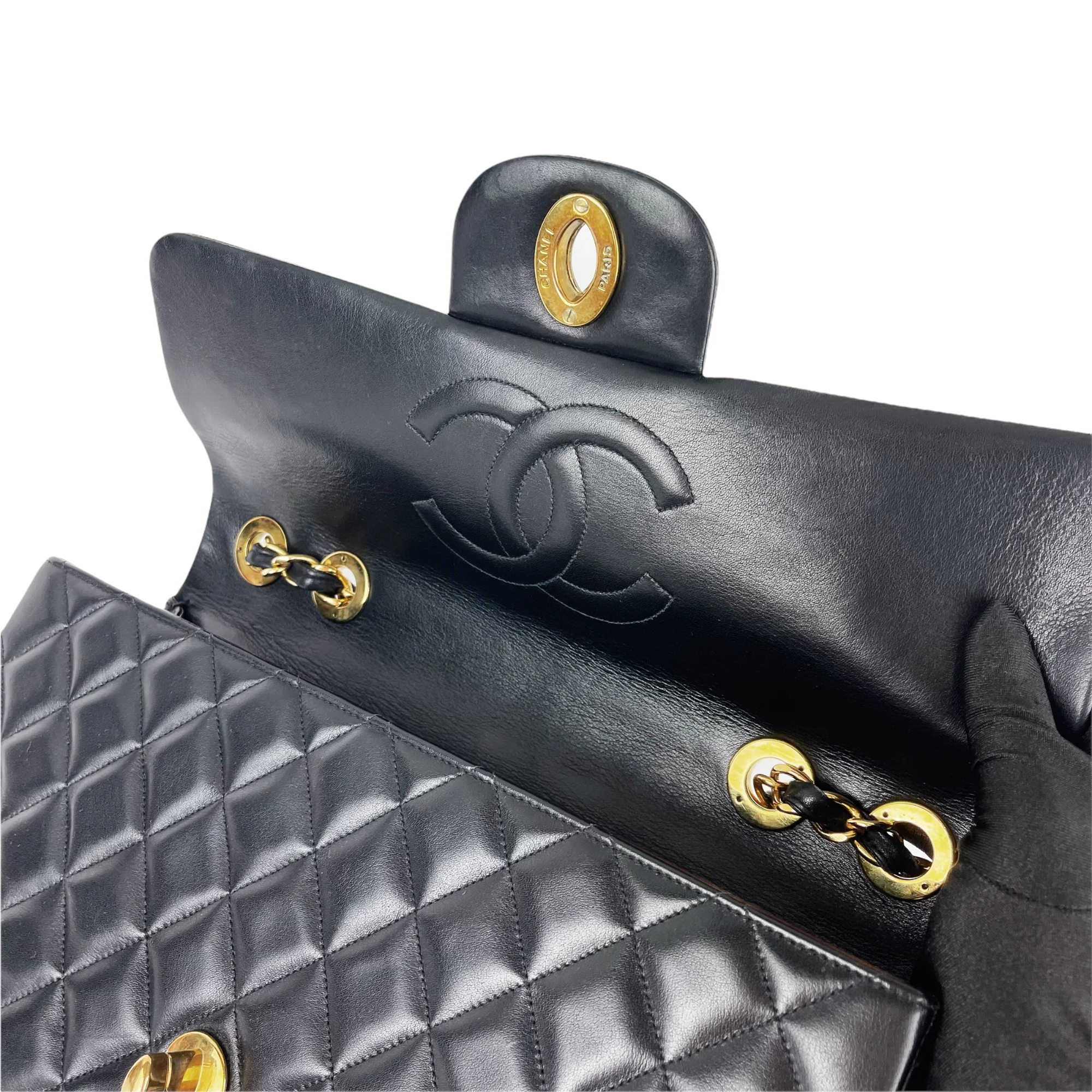 Jumbo XL Flap Lambskin Leather Black GHW - Image 17