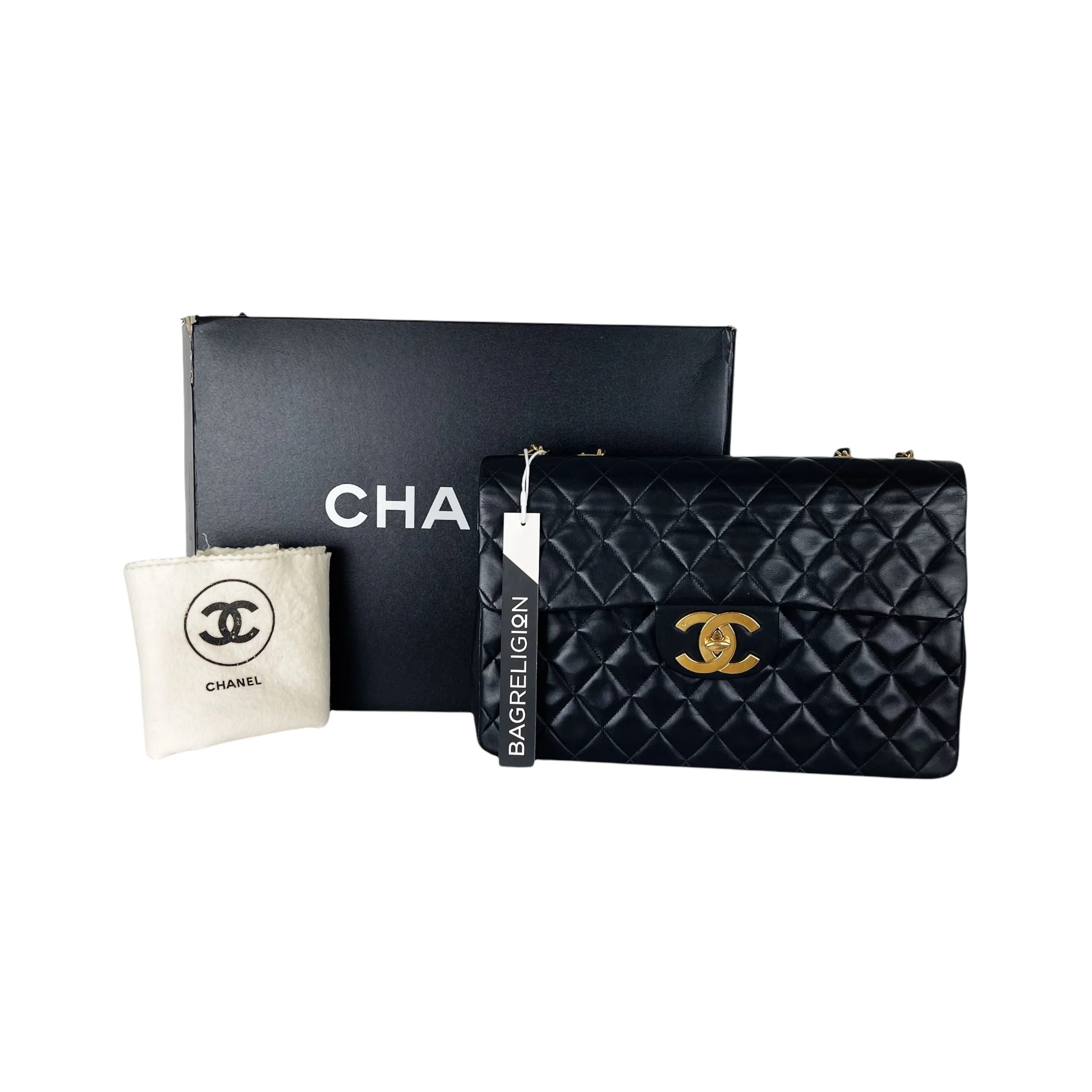 Jumbo XL Flap Lambskin Leather Black GHW - Image 2