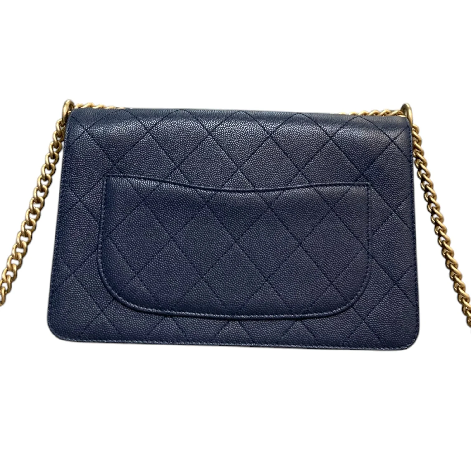 Lady Coco Flap Caviar Suede Stitched Navy GHW - Image 2