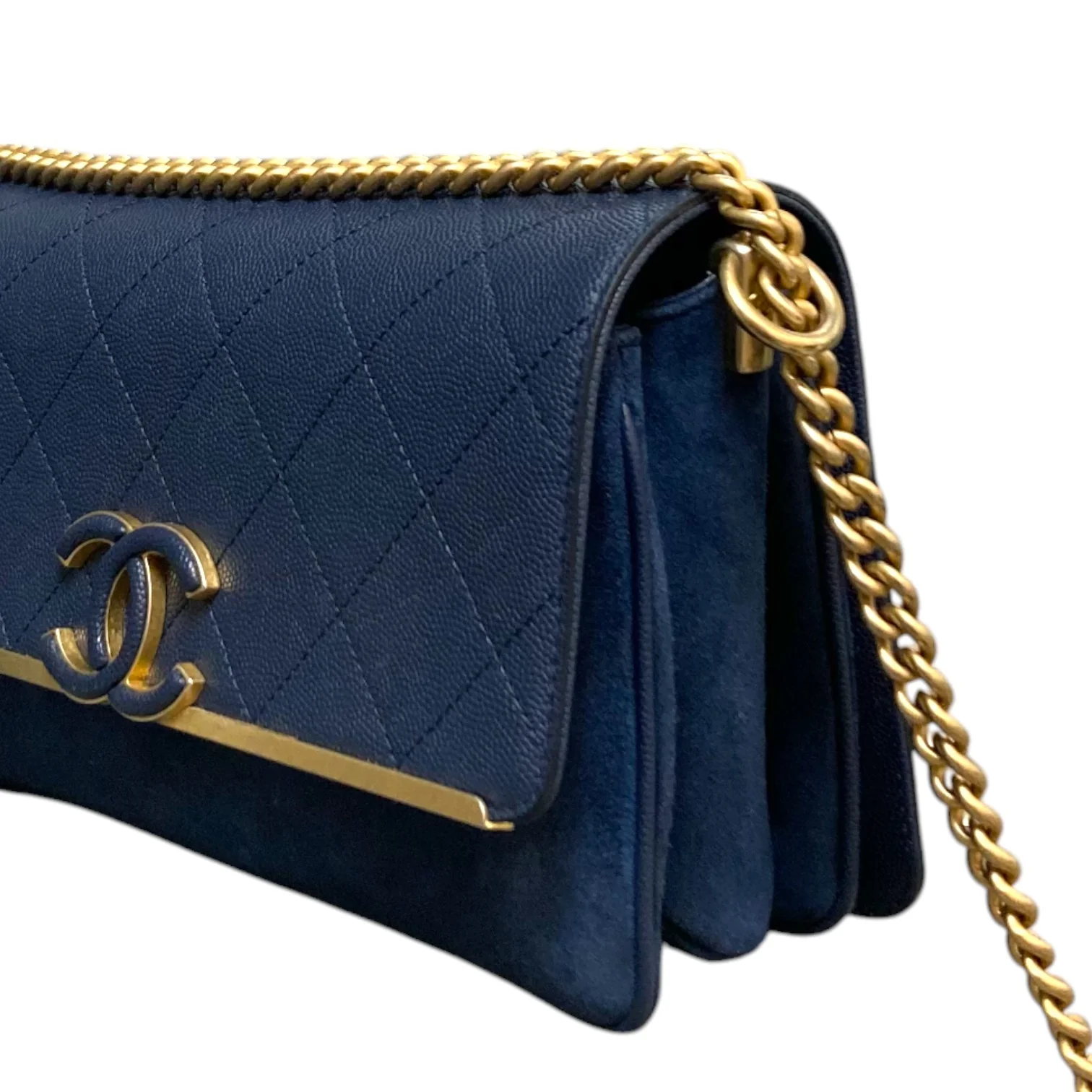 Lady Coco Flap Caviar Suede Stitched Navy GHW - Image 3