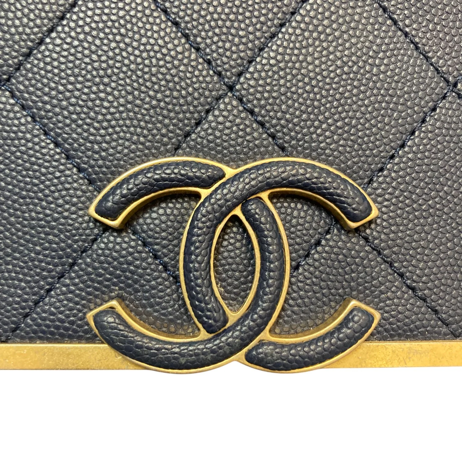Lady Coco Flap Caviar Suede Stitched Navy GHW - Image 9