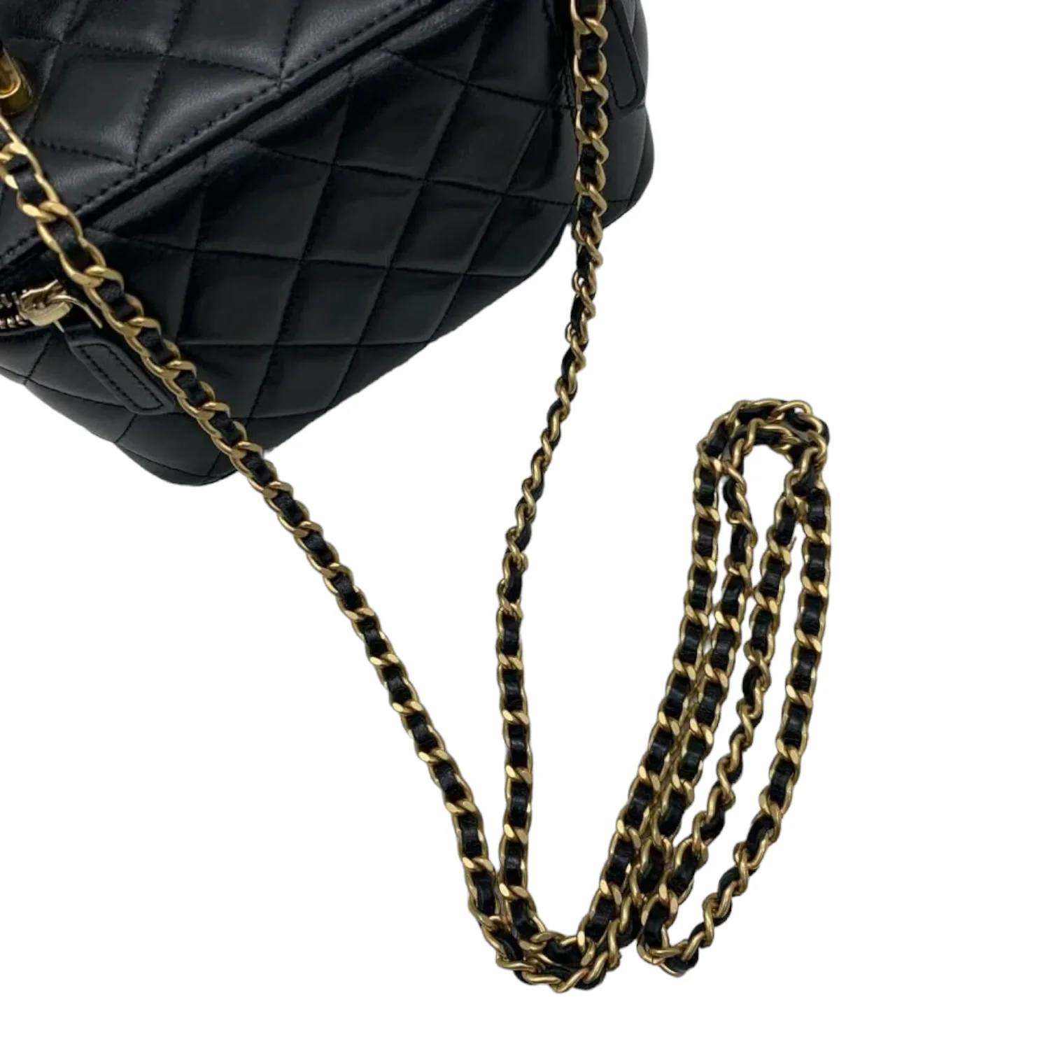 Lambskin Small Top Handle Vanity Case with Chain Black GHW - Image 22