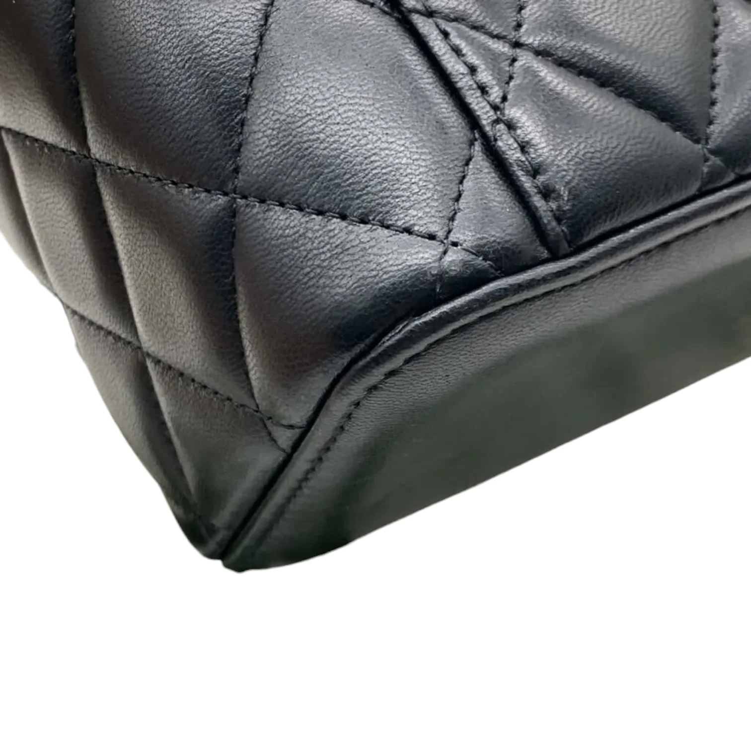 Lambskin Small Top Handle Vanity Case with Chain Black GHW - Image 8