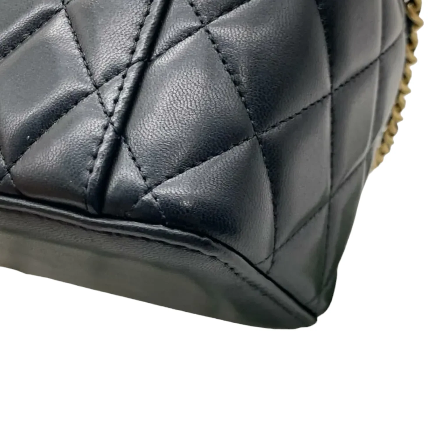 Lambskin Small Top Handle Vanity Case with Chain Black GHW - Image 9
