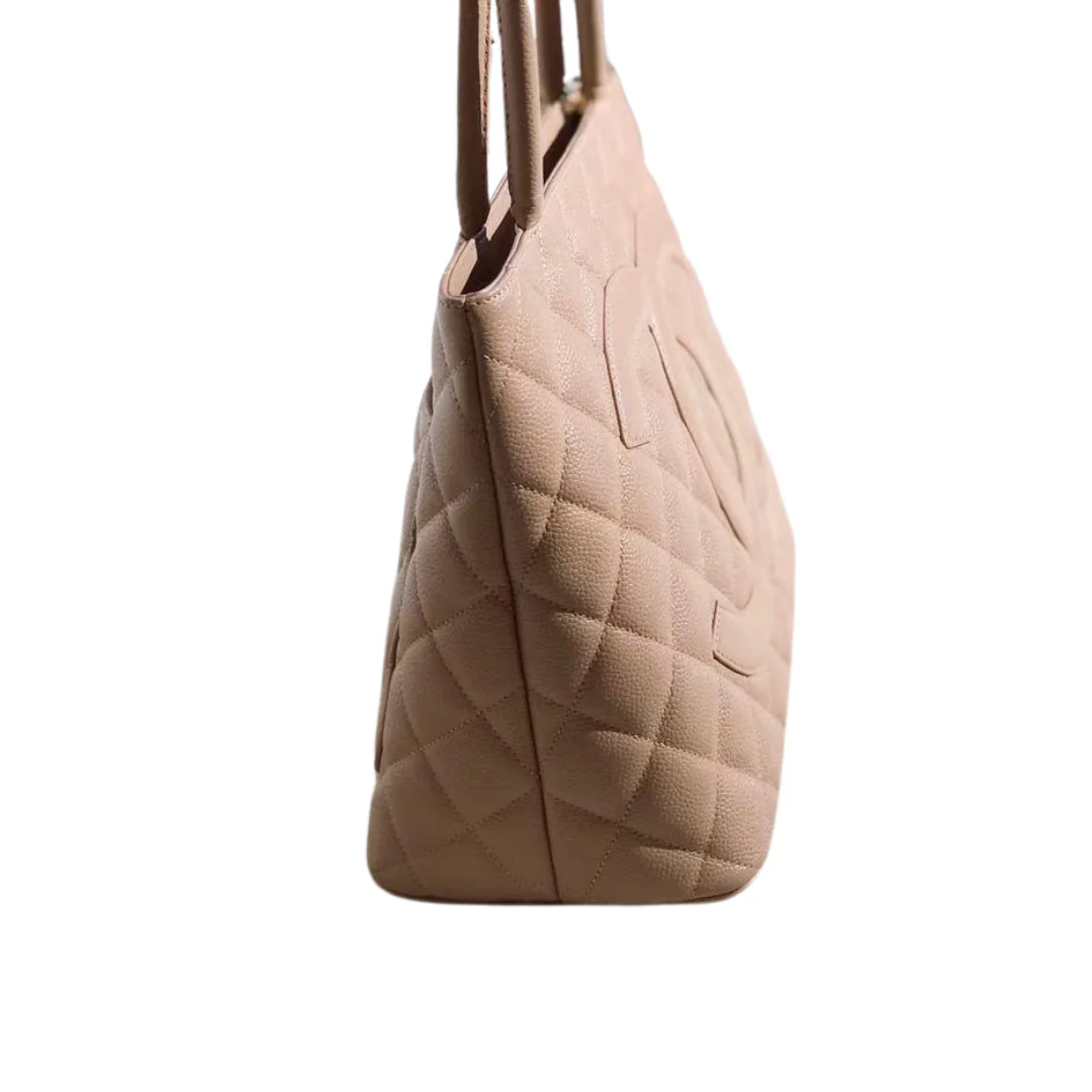 Vintage Medallion Tote Caviar Beige GHW - Image 4