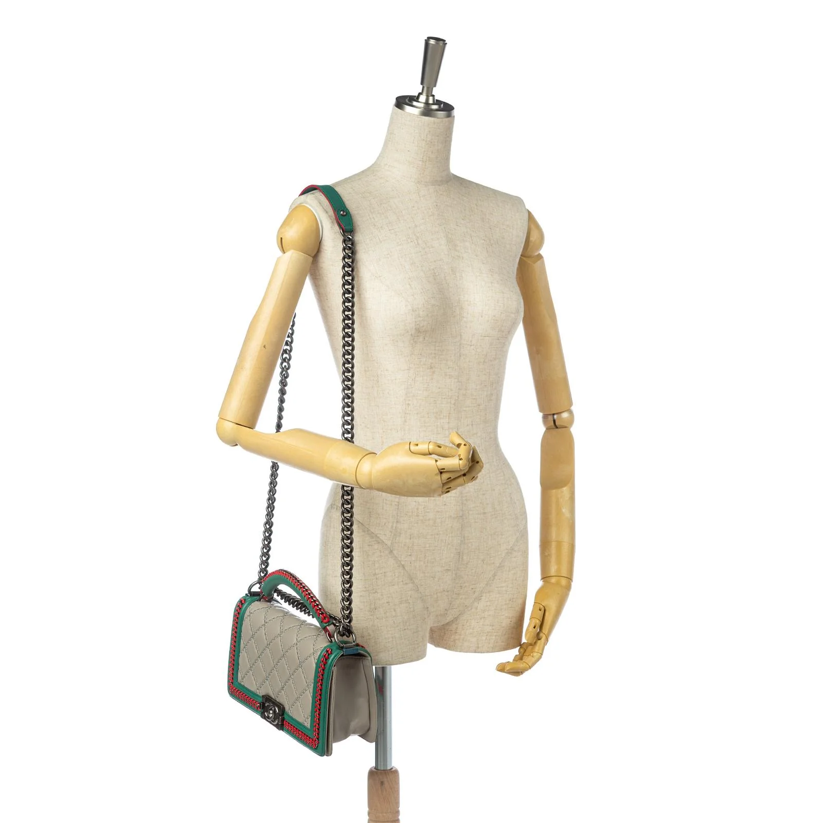 Medium Boy Flap Bag with Handle Beige - Image 6