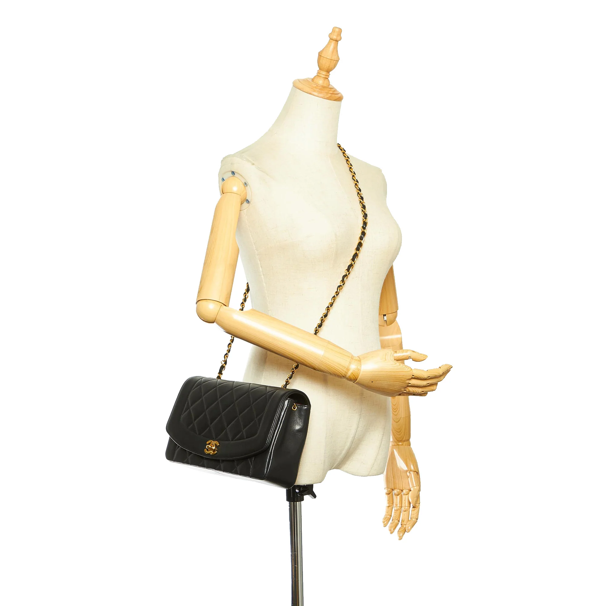 Medium Diana Flap Shoulder Bag Black - Image 10