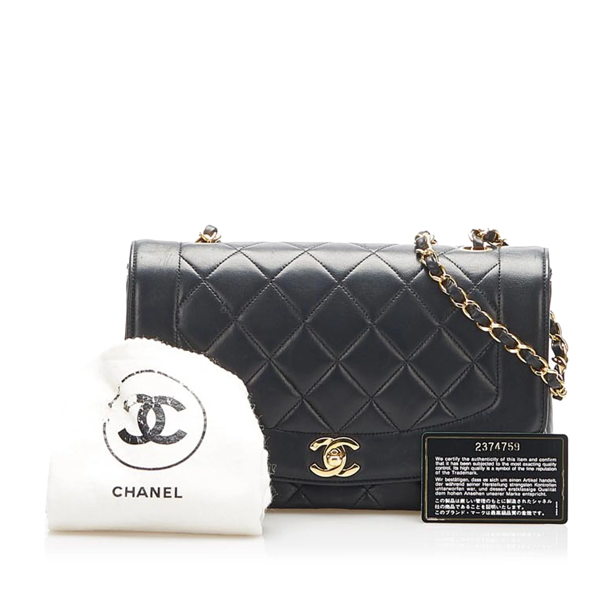 Medium Diana Flap Shoulder Bag Black - Image 11