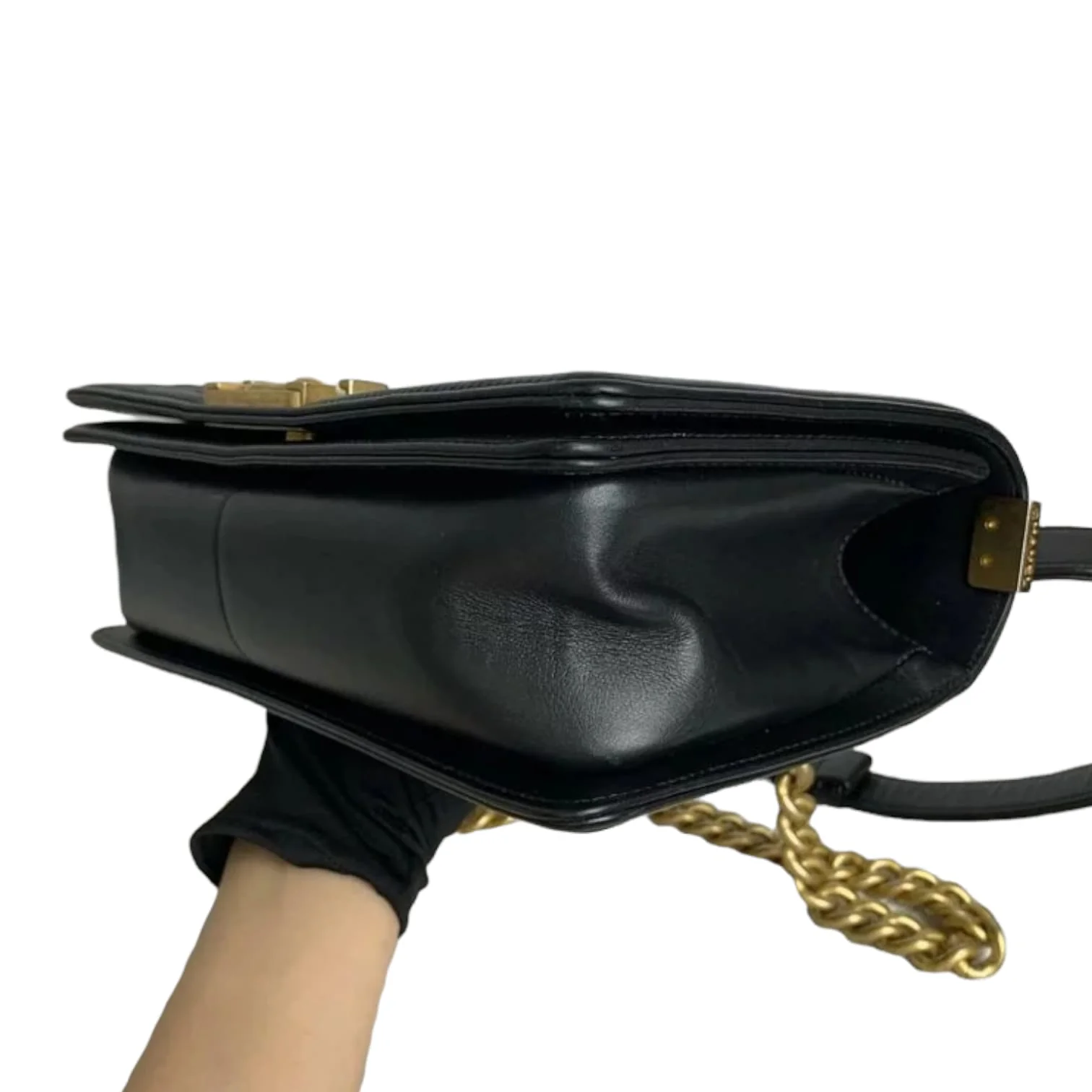 Medium Le Boy Chevron Quilted Calfskin Black GHW - Image 17