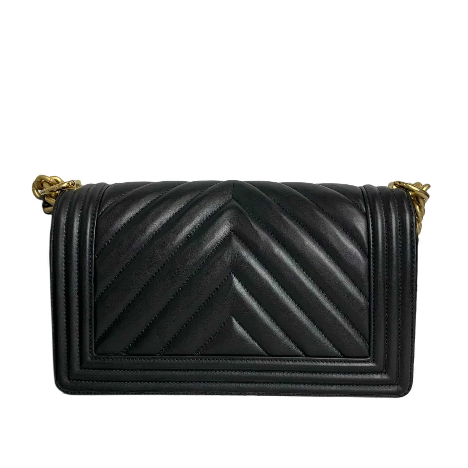 Medium Le Boy Chevron Quilted Calfskin Black GHW - Image 3