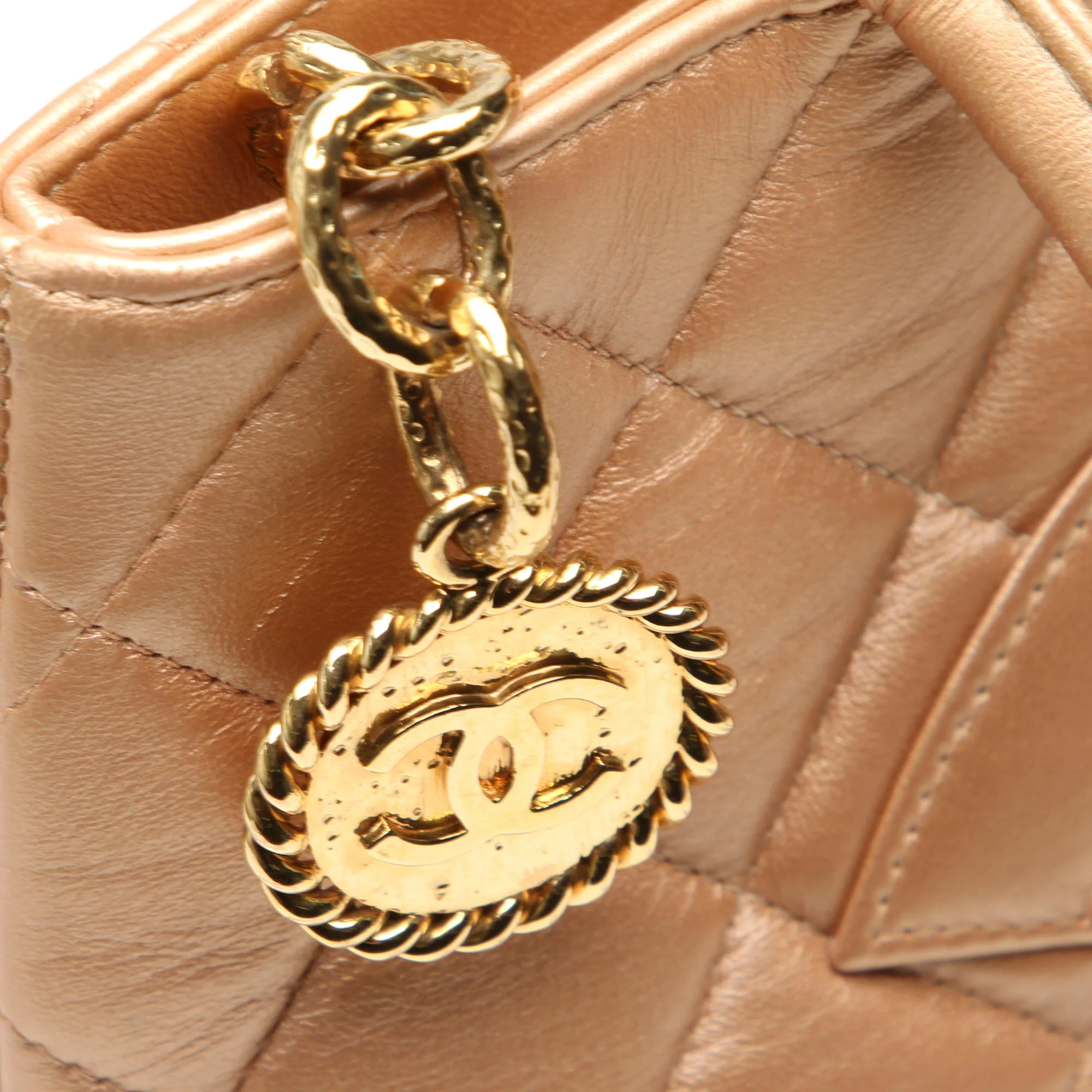 Chanel Metallic Medallion Lambskin Leather Tote Bag Gold - Image 10