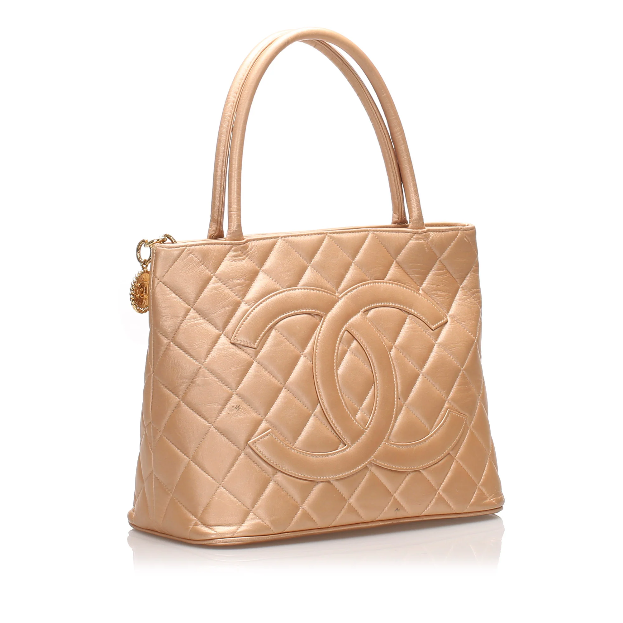 Chanel Metallic Medallion Lambskin Leather Tote Bag Gold - Image 2