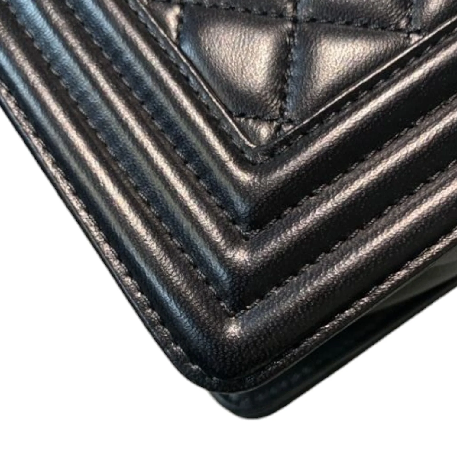 New Medium Boy Flap Lambskin Quilted Black RHW - Image 3