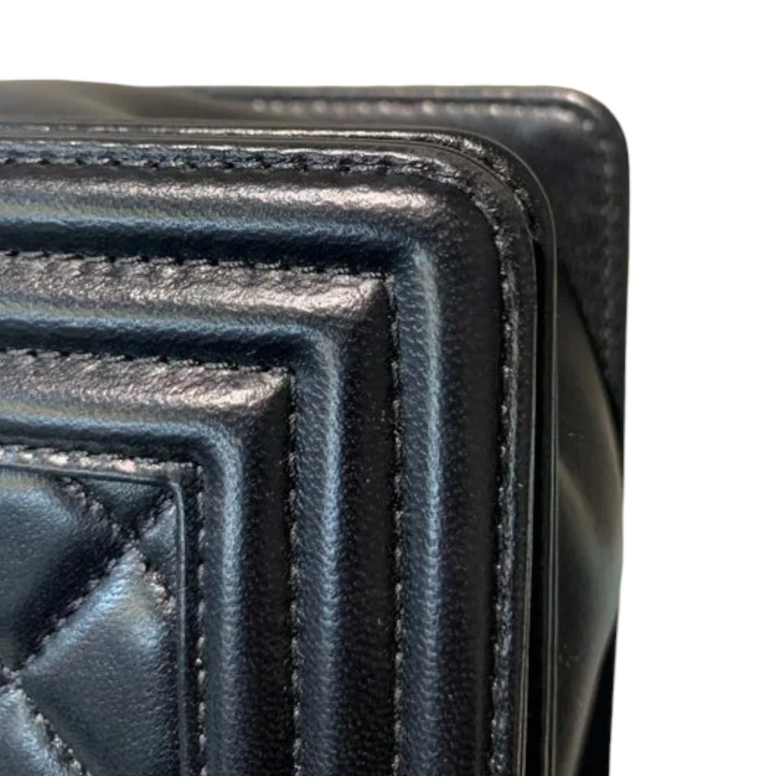 New Medium Boy Flap Lambskin Quilted Black RHW - Image 4