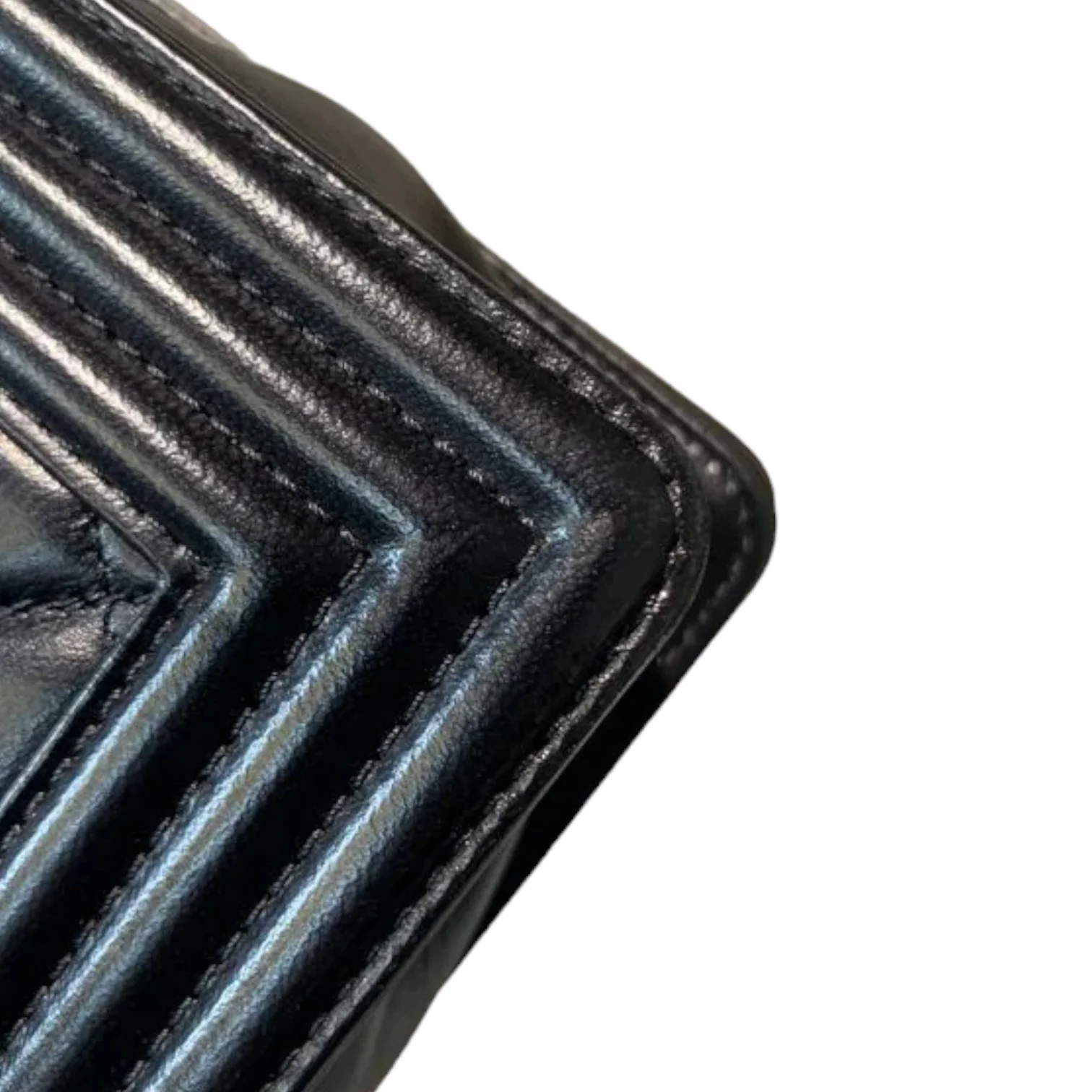 New Medium Boy Flap Lambskin Quilted Black RHW - Image 5