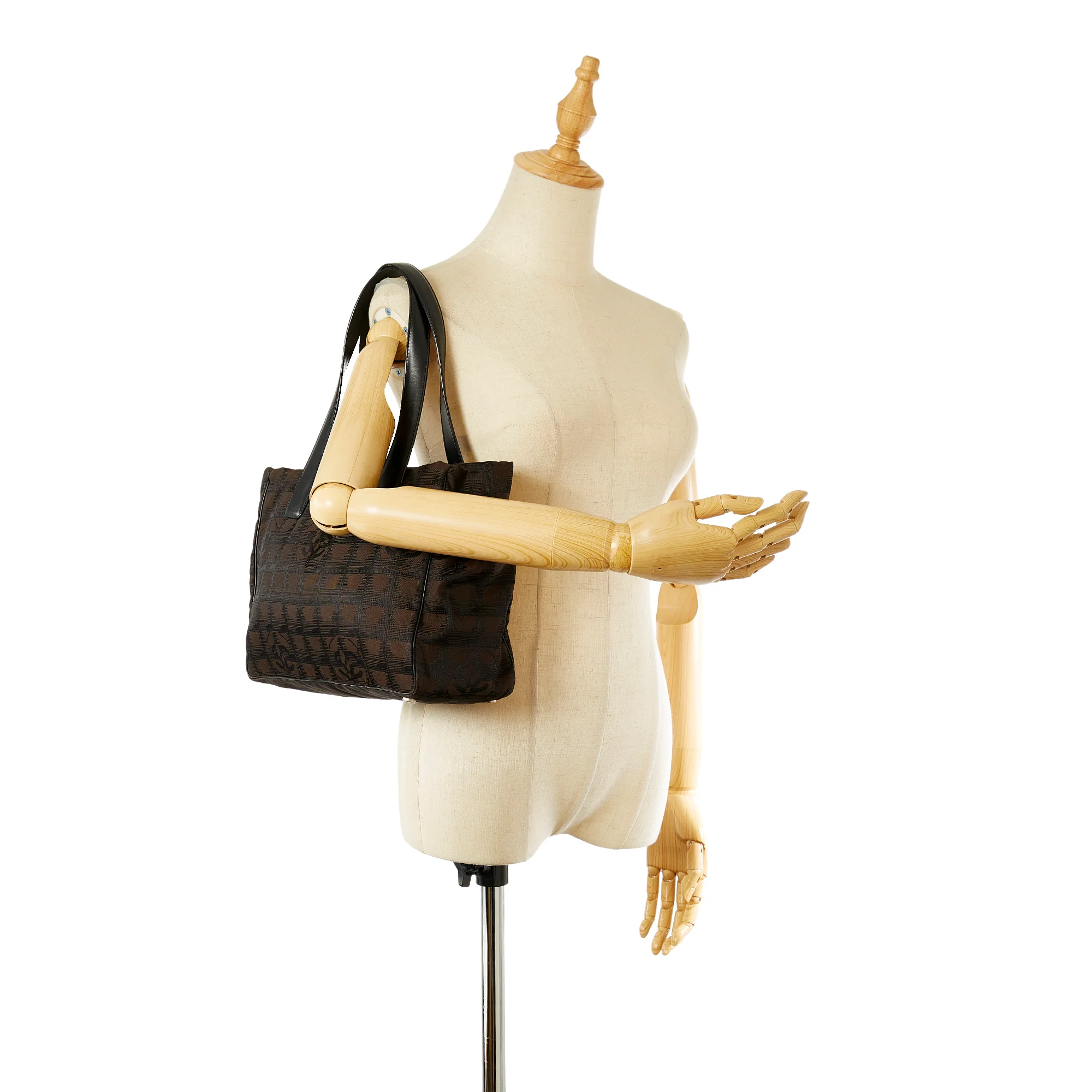 Chanel New Travel Line Canvas Tote Bag Black - Image 9