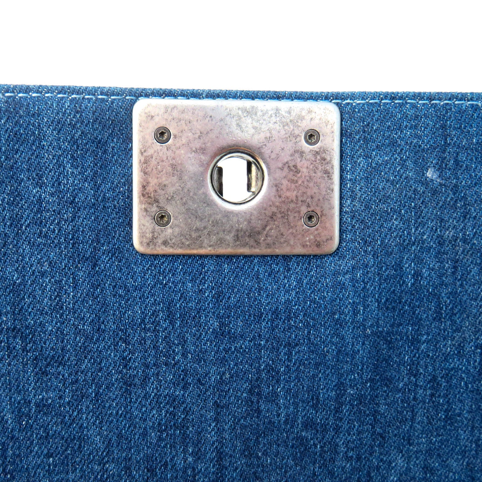 Old Medium Boy Bag in Denim and Tweed with RHW - Image 11