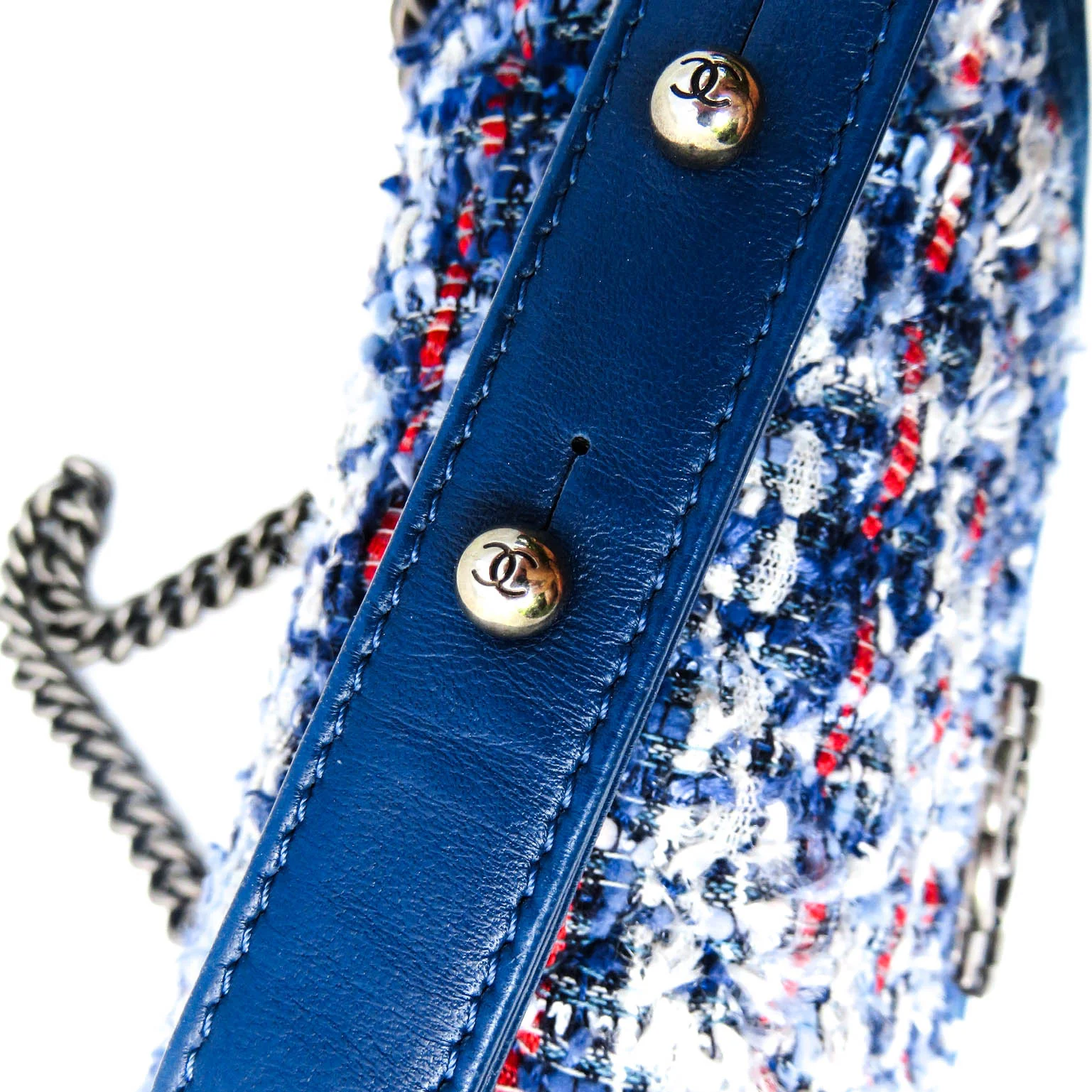 Old Medium Boy Bag in Denim and Tweed with RHW - Image 14