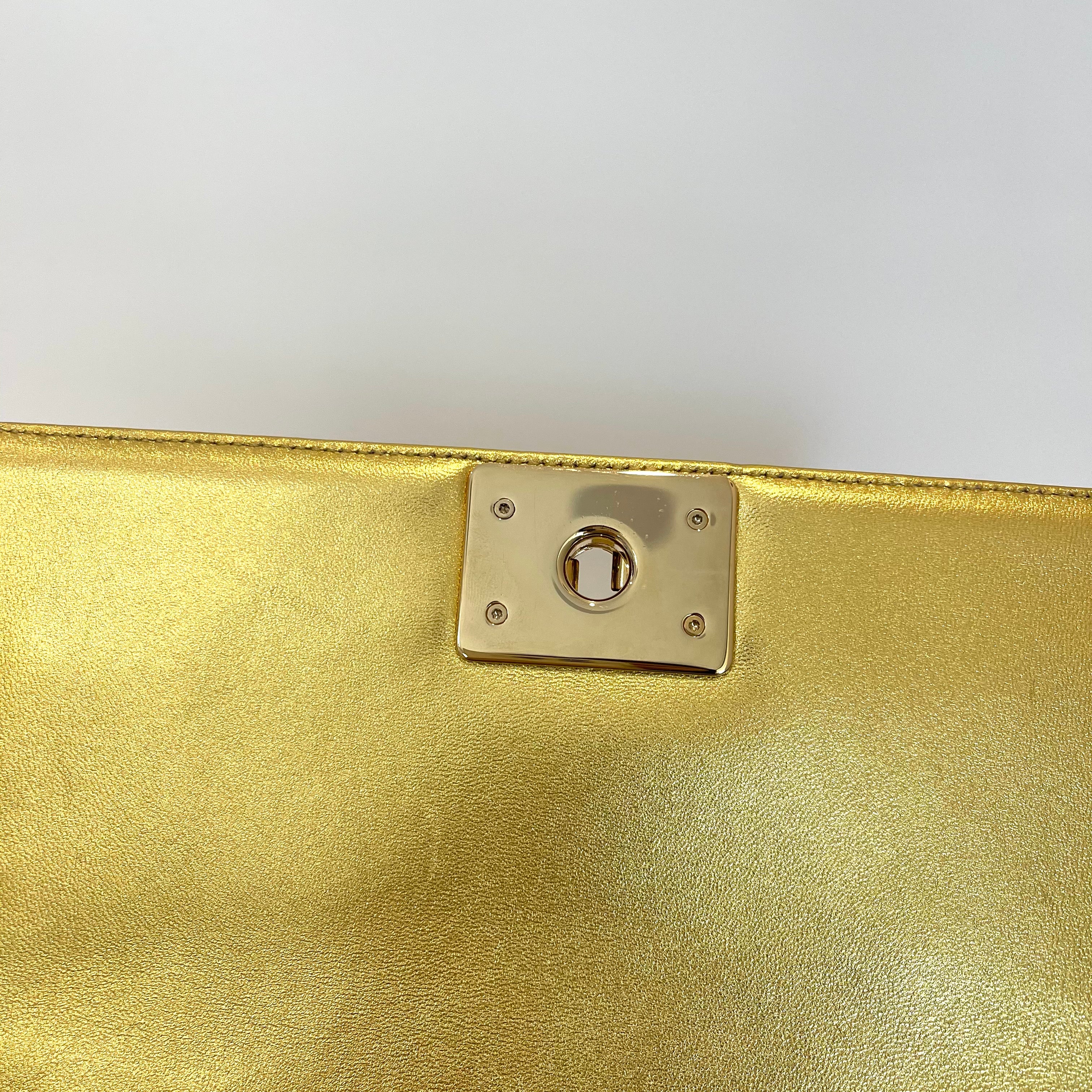 Old Medium Boy Bag in Patent Gold with GHW - Image 20