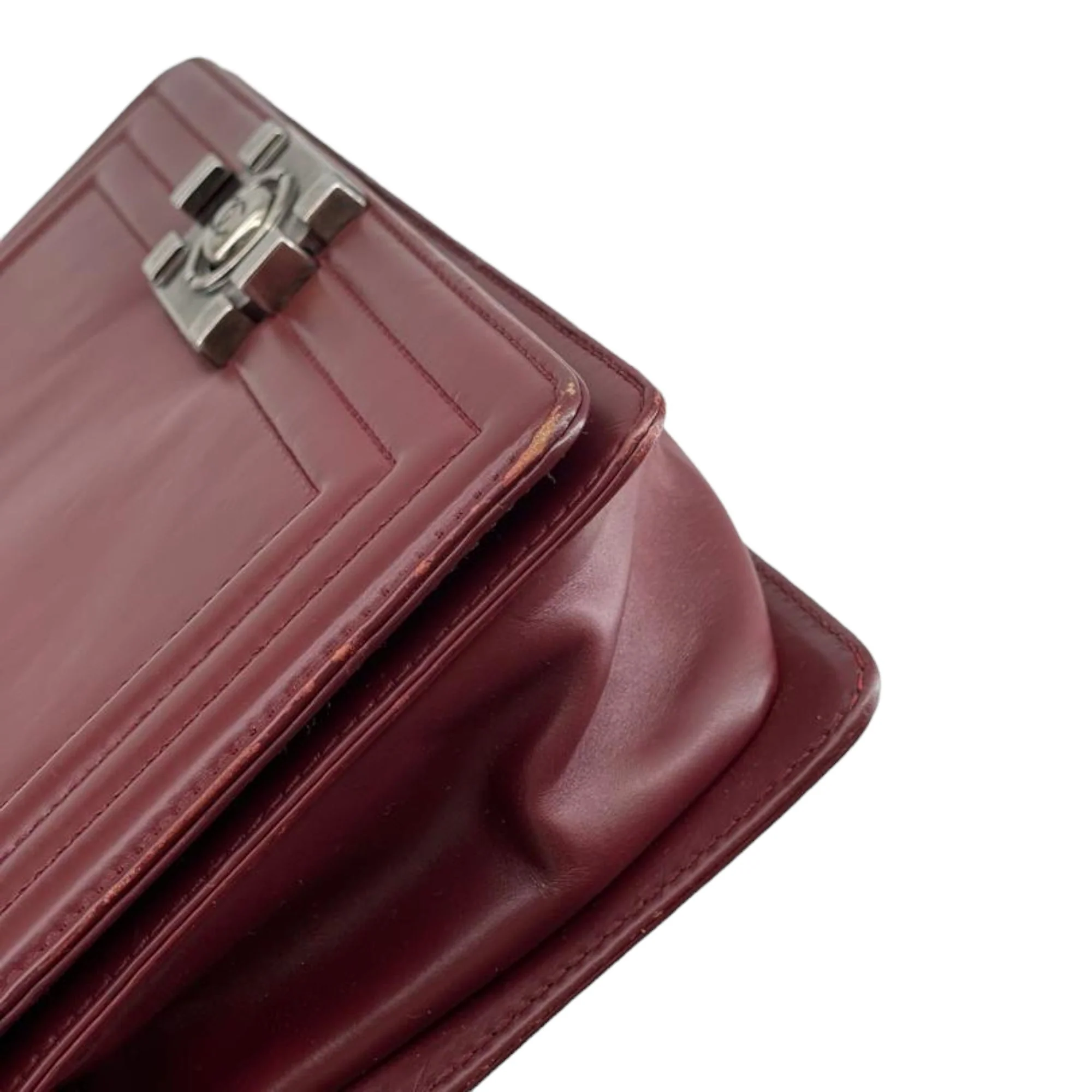 Old Medium Boy Bag Lambskin Burgundy RHW - Image 10