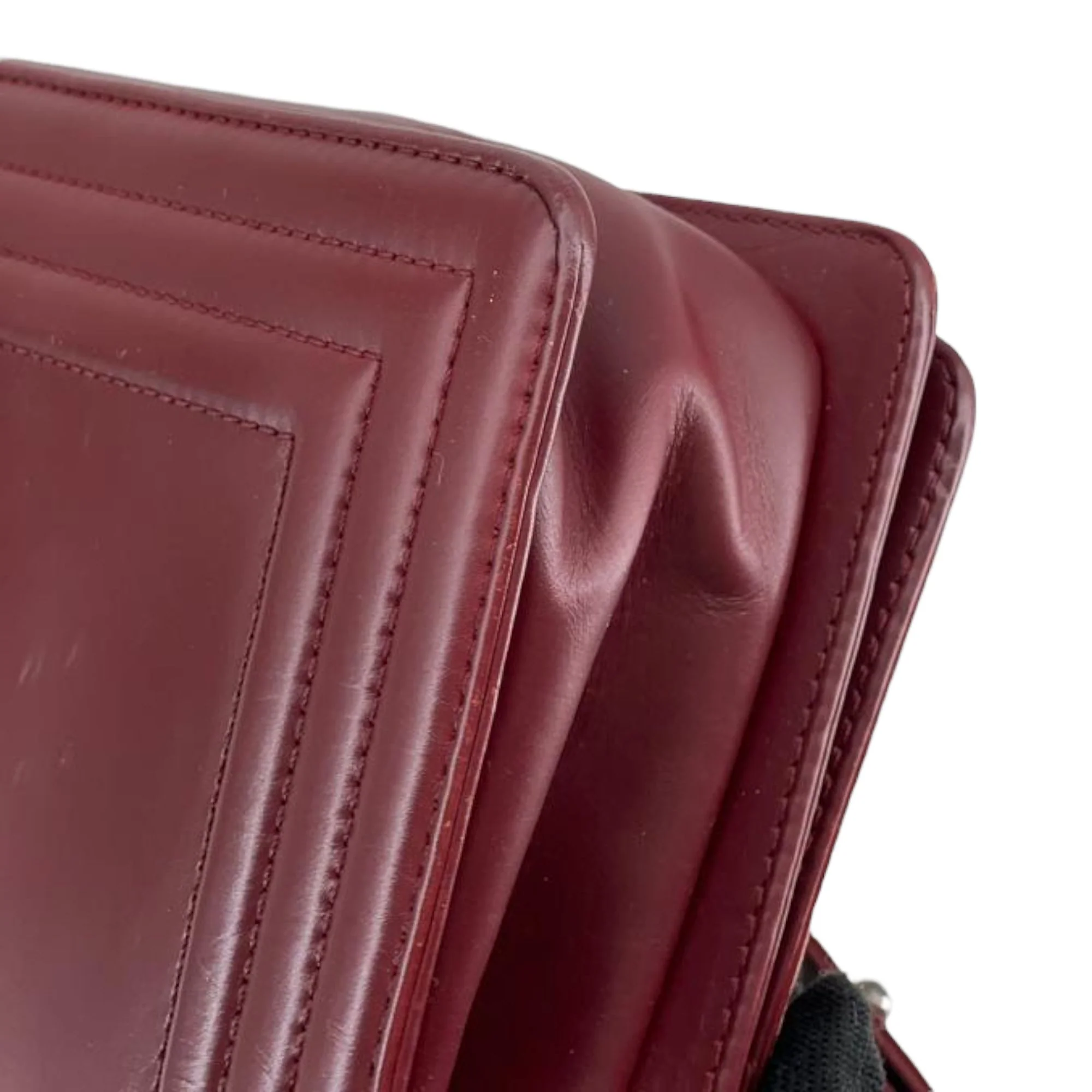 Old Medium Boy Bag Lambskin Burgundy RHW - Image 12